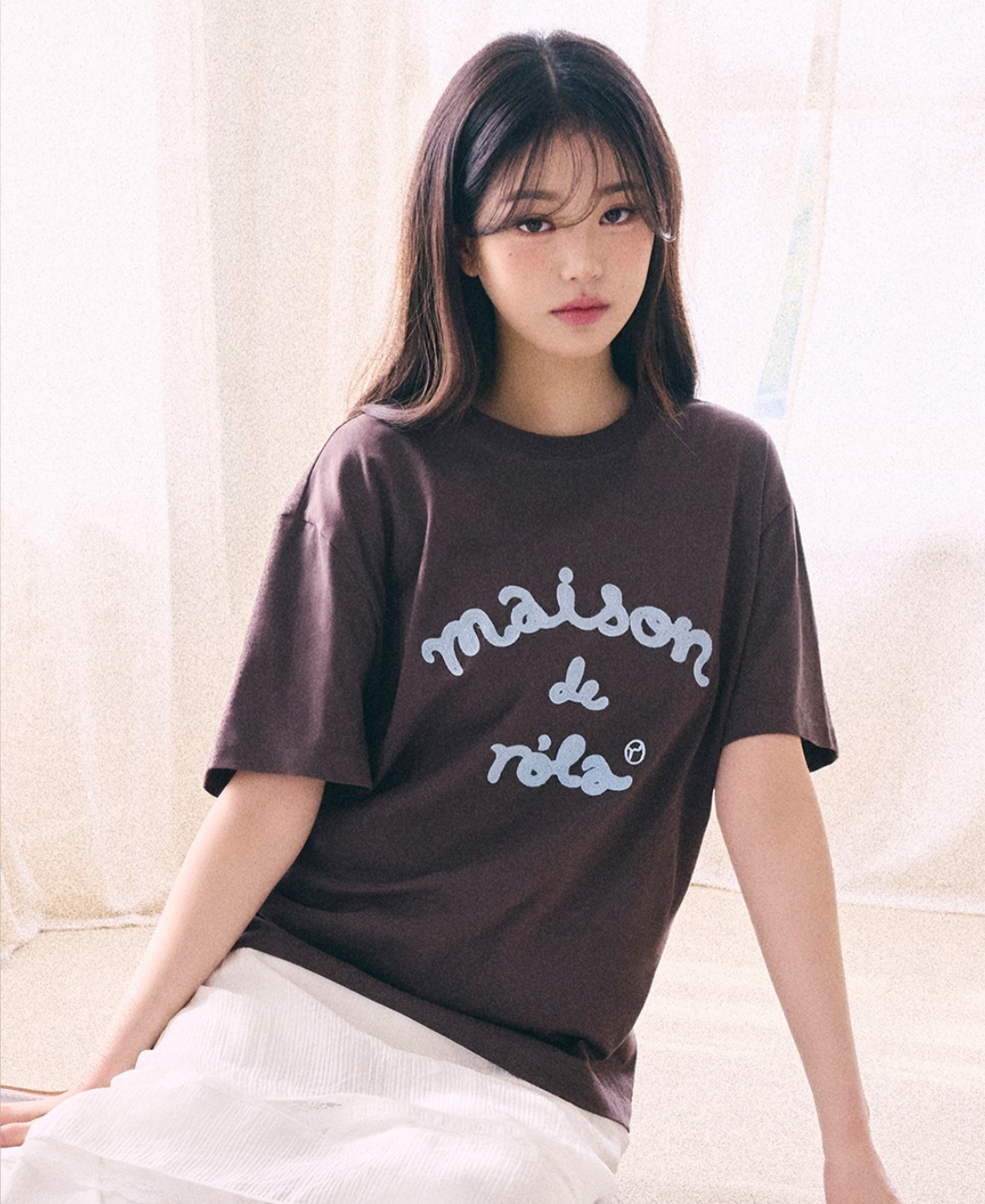 MAISON DE ROLA EMBROIDERY LOOSE FIT T-SHIRT BROWN