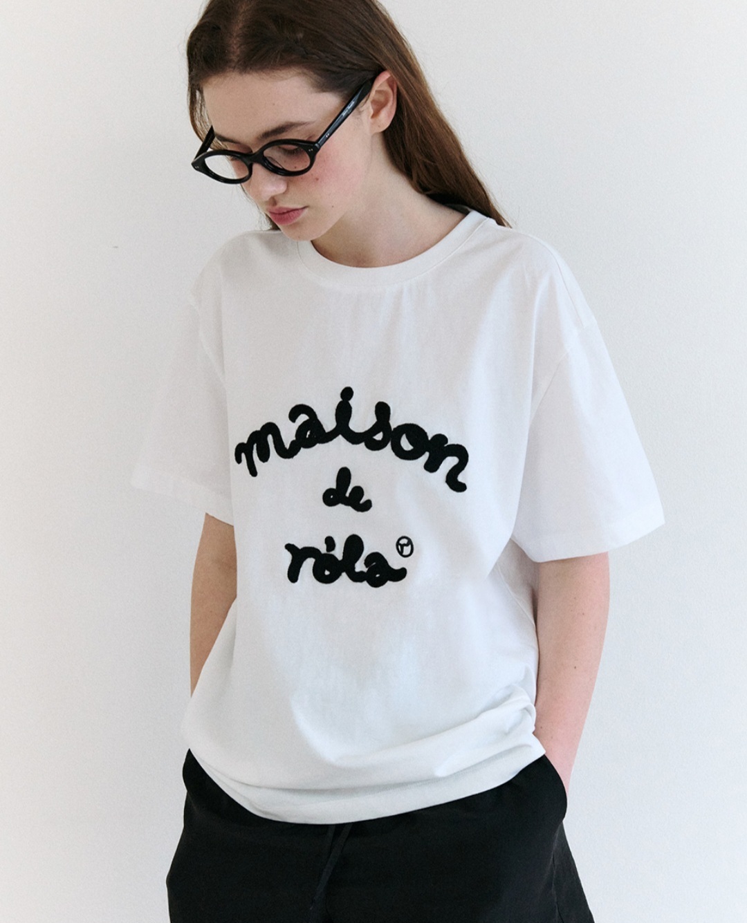 MAISON DE ROLA EMBROIDERY LOOSE FIT T-SHIRT WHITE