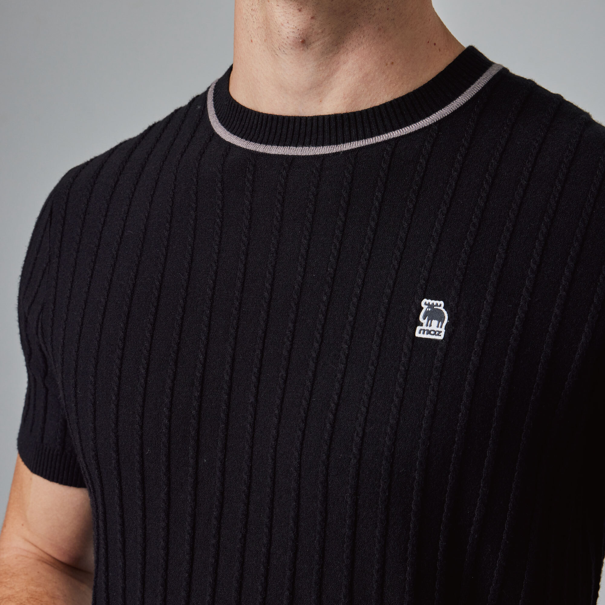 moz Swedish moose skin-friendly round neck knitted short T