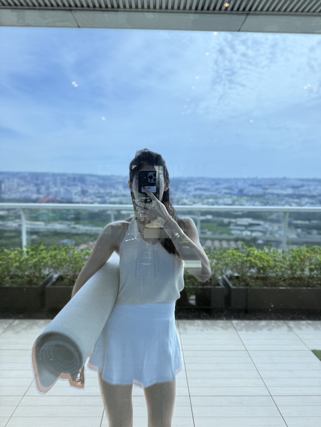 超裸感高腰運動褲裙