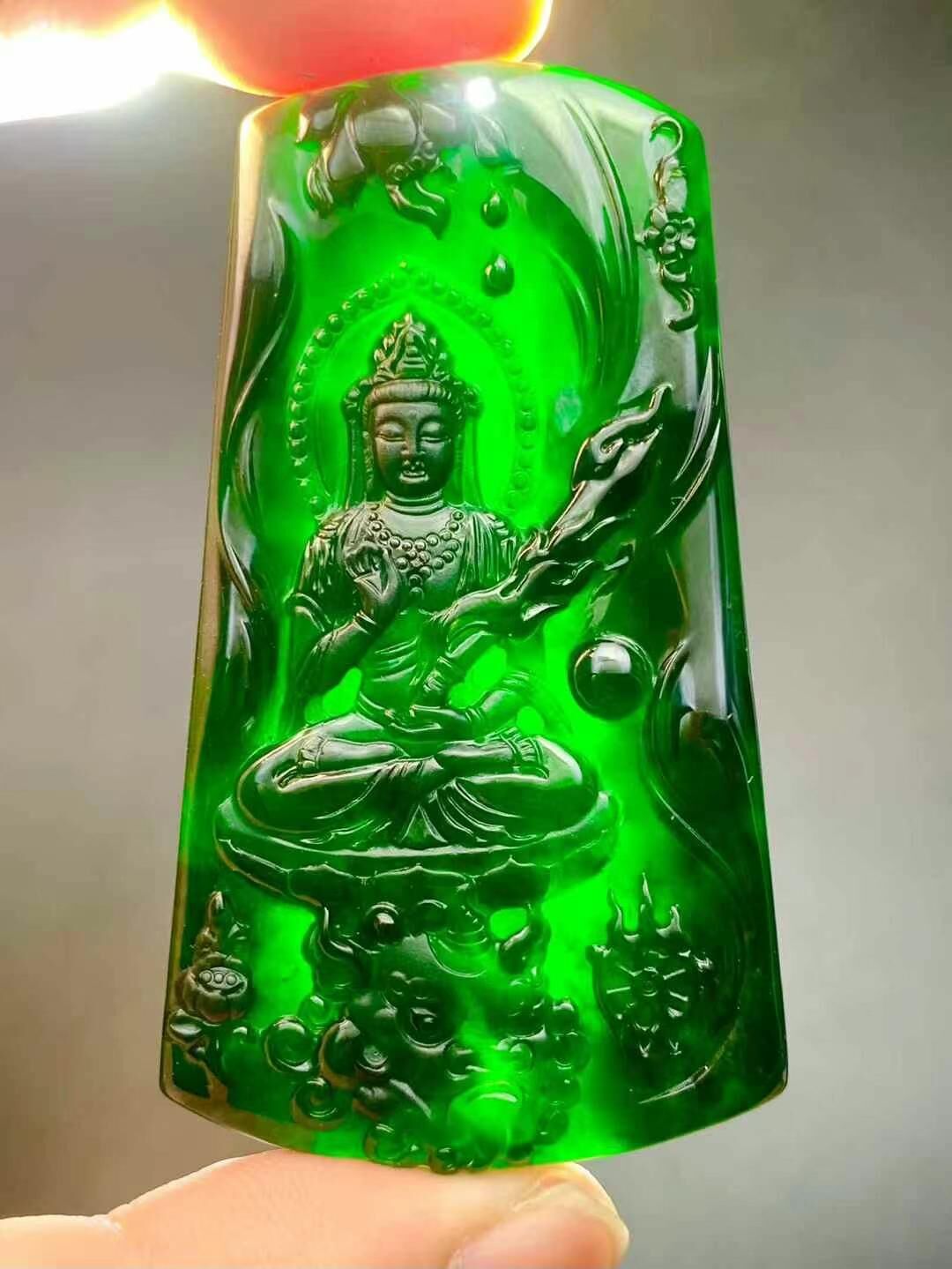 翡翠墨翠虛空藏菩薩,天然翡翠A玉, 緬甸玉, Jade, Jadeite