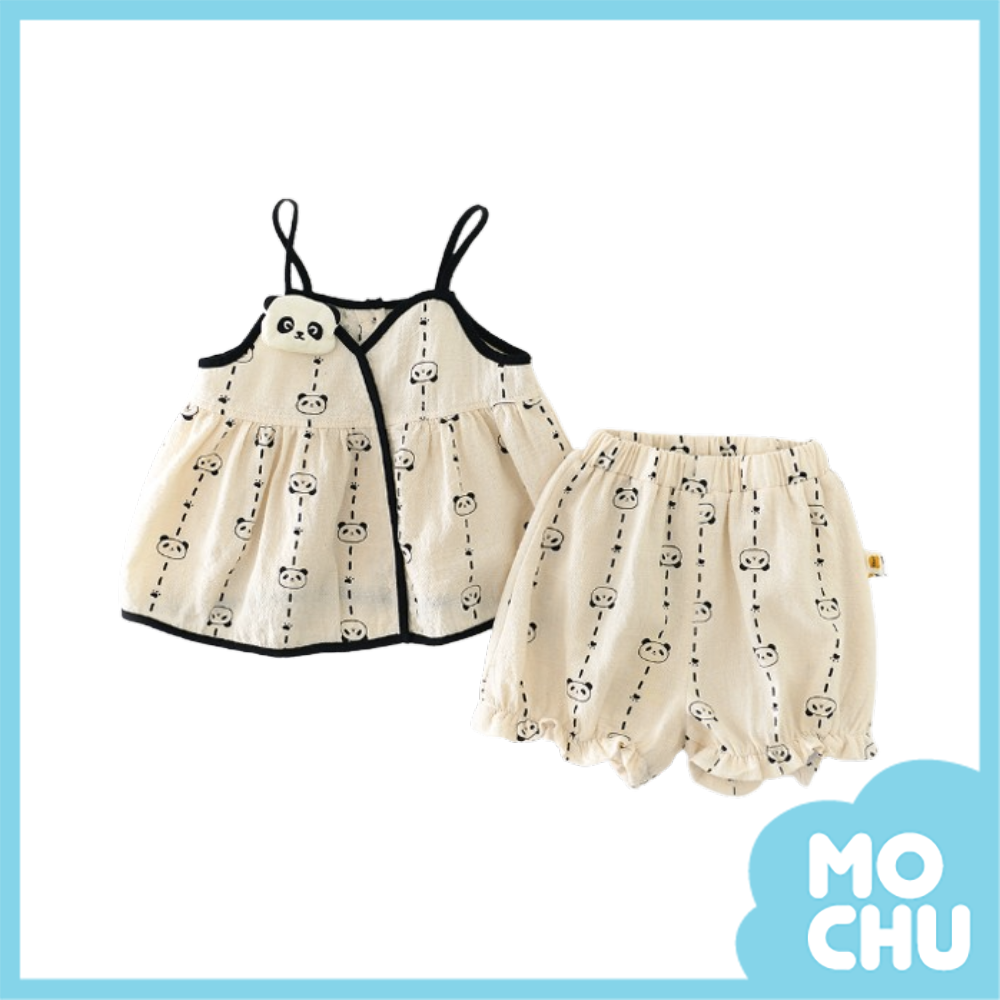 滿印熊貓細肩帶套裝