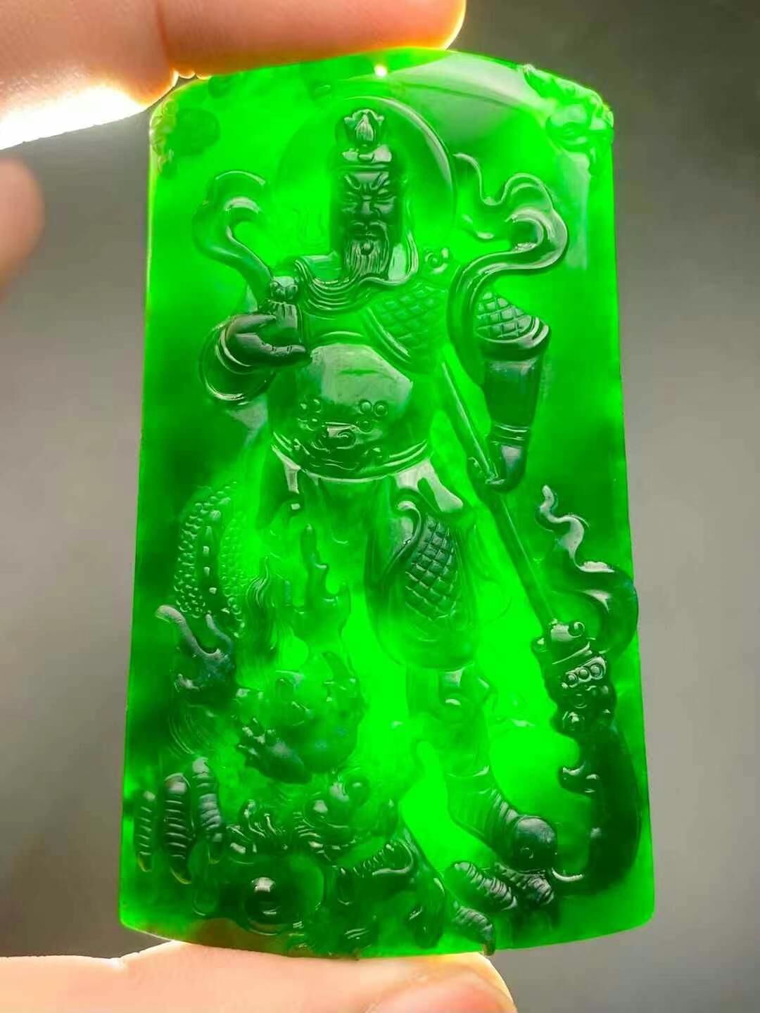 翡翠墨翠騎龍關公,天然翡翠A玉, 緬甸玉, Jade, Jadeite