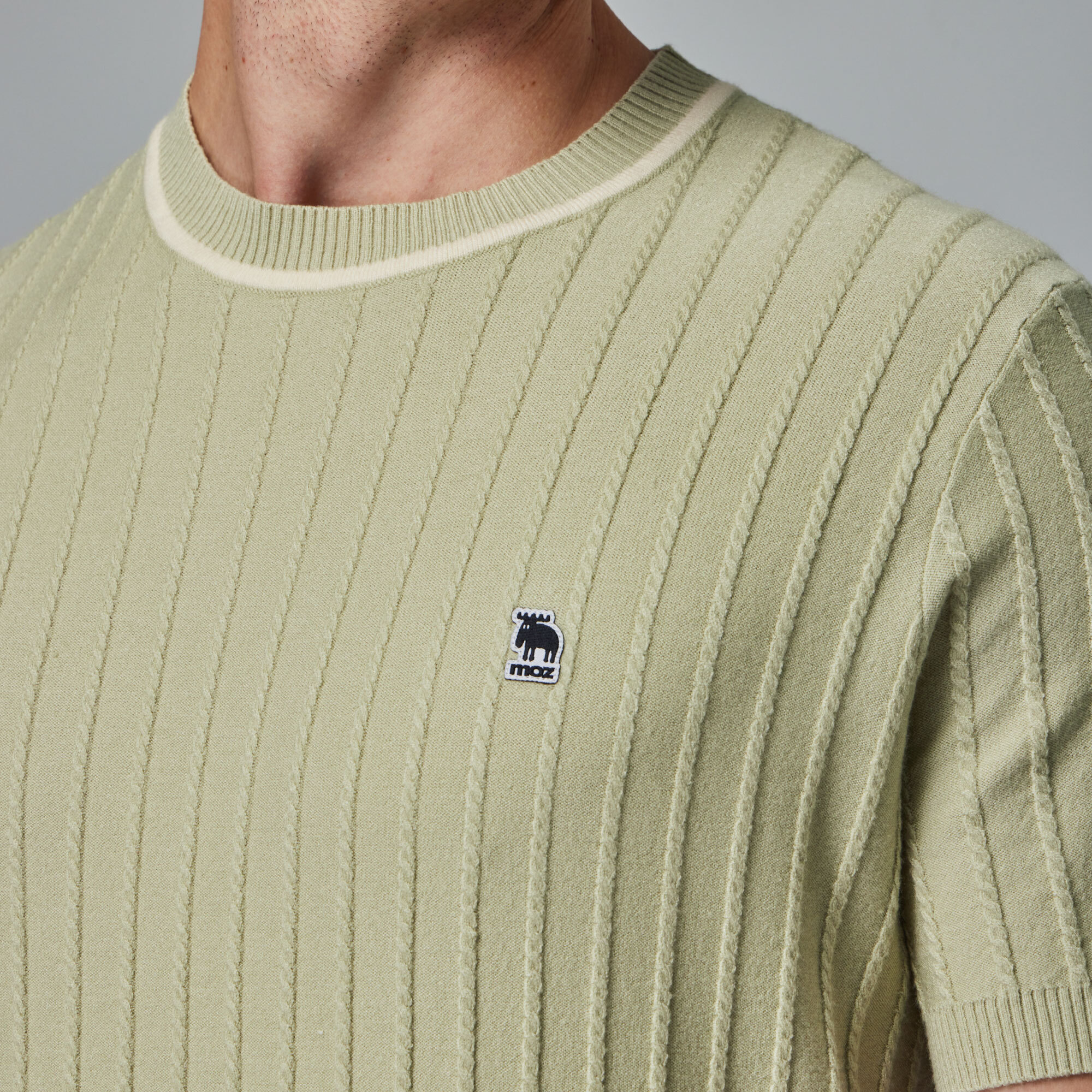 moz Swedish moose skin-friendly round neck knitted short T