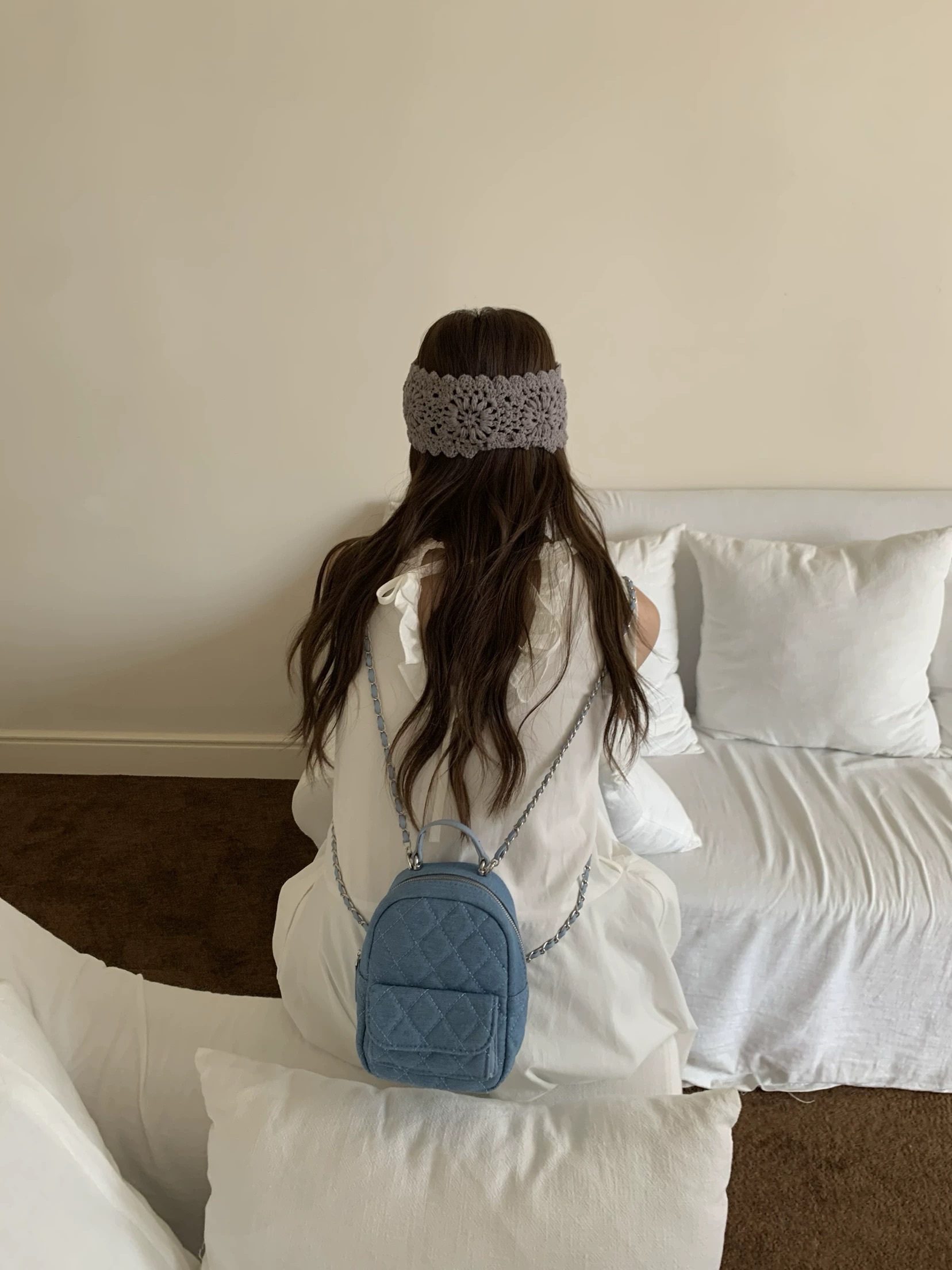 MINI小香風菱格後背包/三色