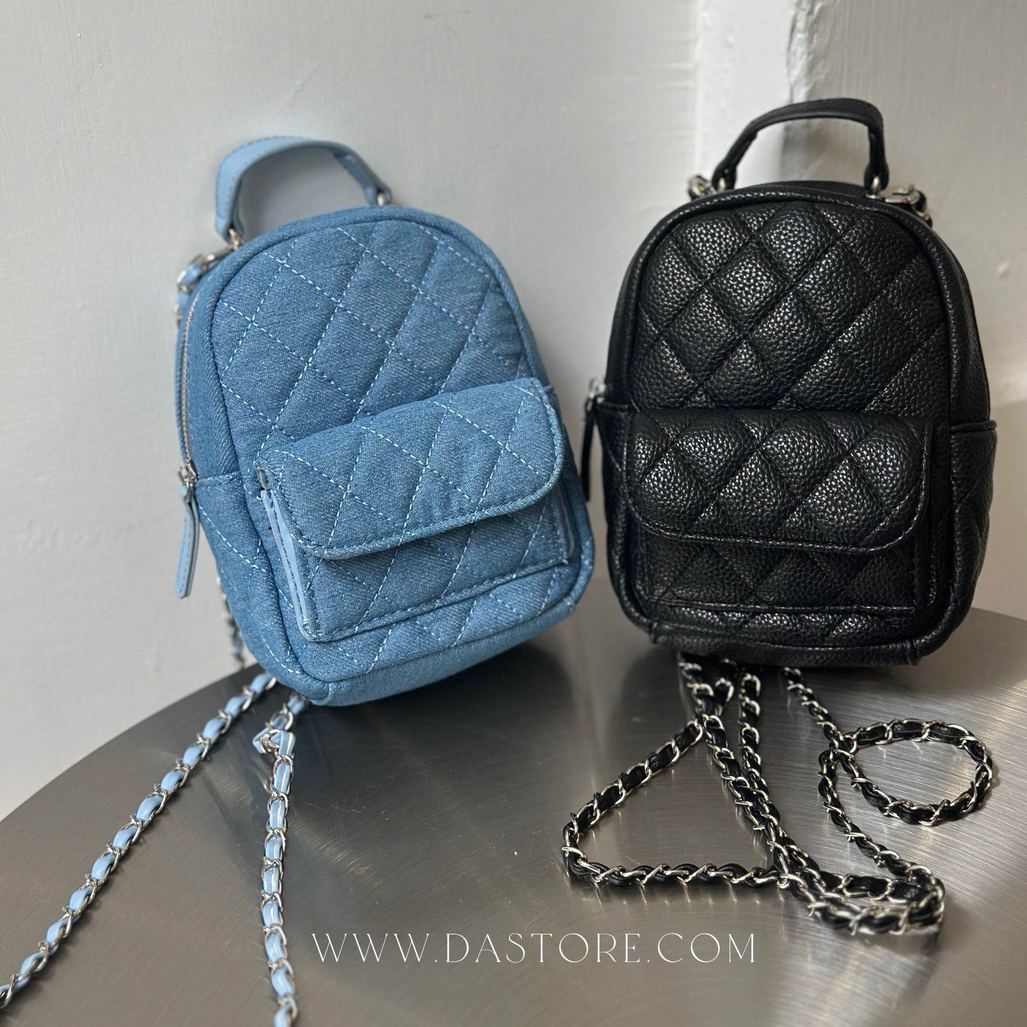 MINI小香風菱格後背包/三色