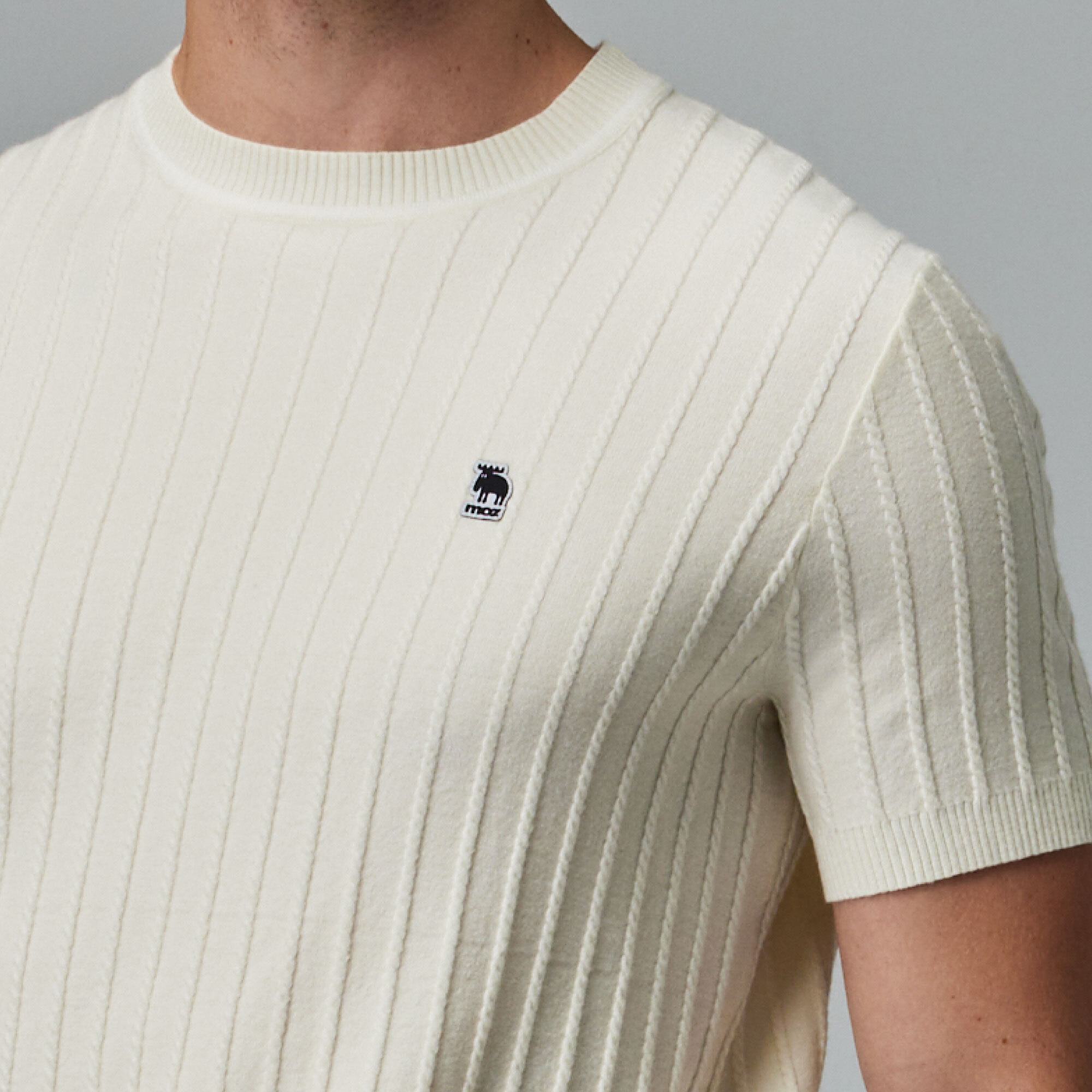 moz Swedish moose skin-friendly round neck knitted short T