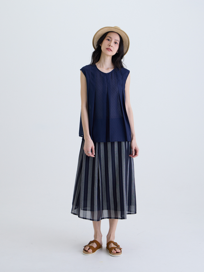 日光筆跡A擺長裙-藍稿素描