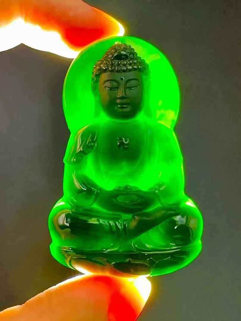 翡翠墨翠阿彌陀佛,天然翡翠A玉, 緬甸玉, Jade, Jadeite