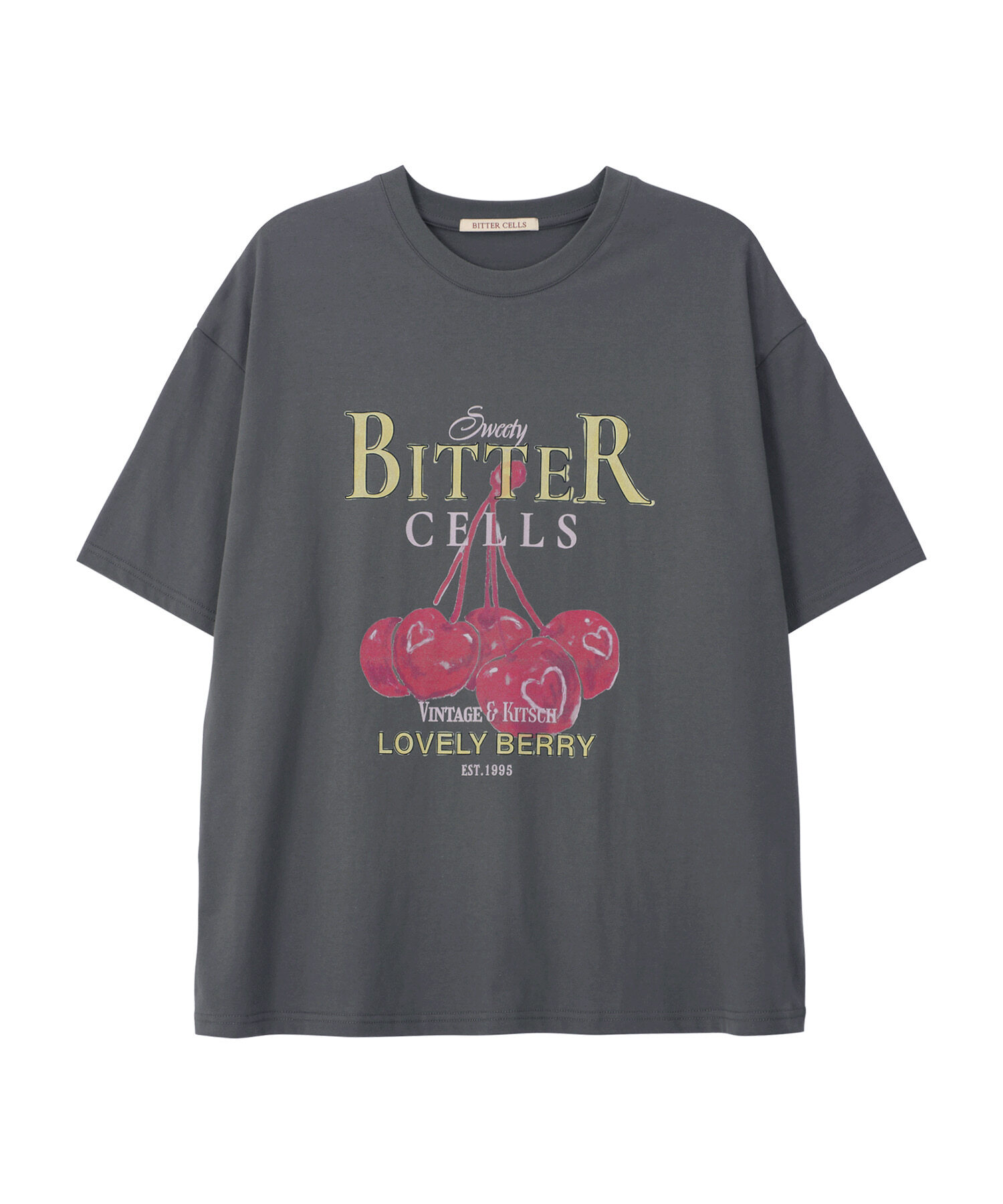 Cherry Berry Tee-Dark Grey