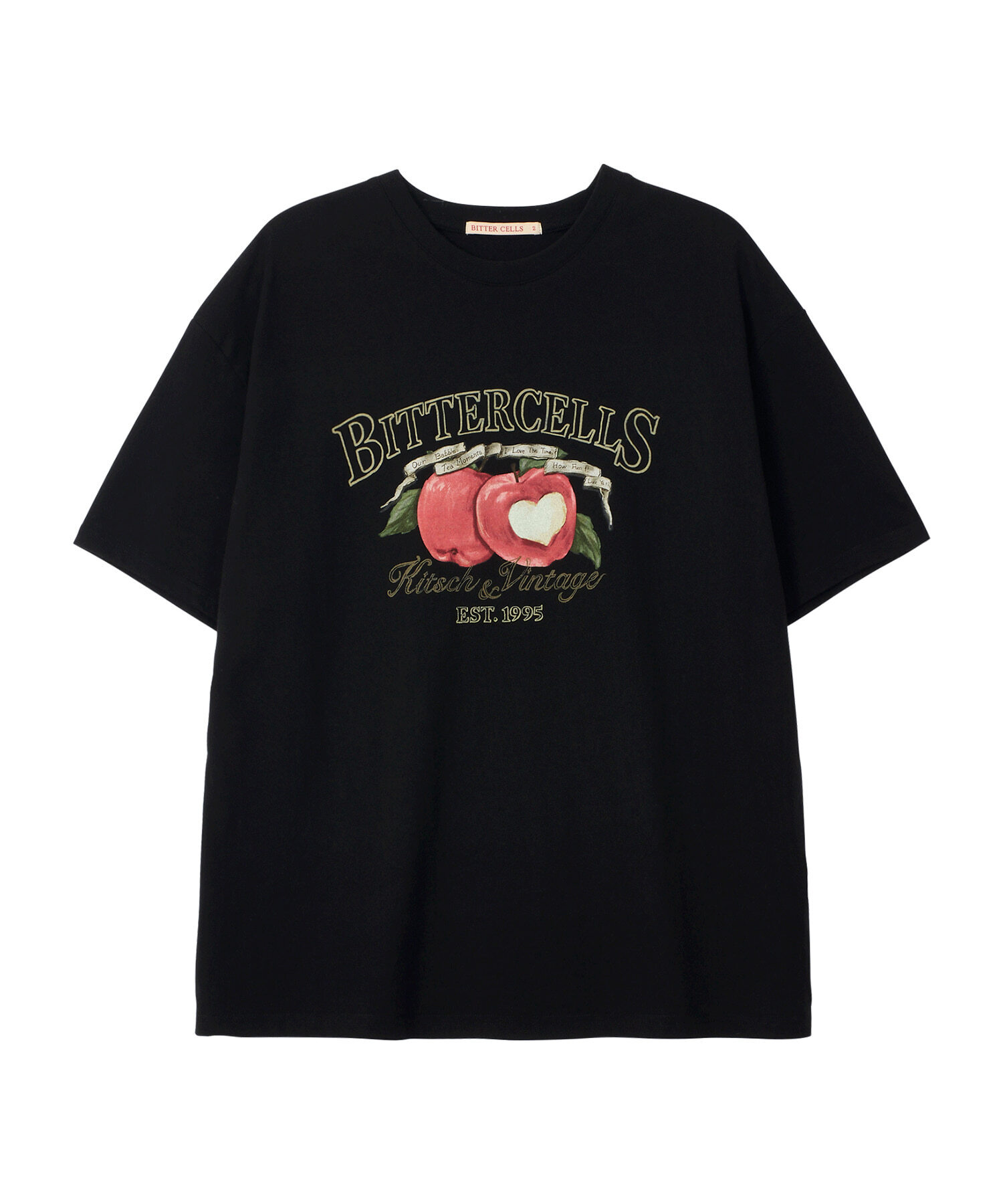 Red Apple Tee-Black
