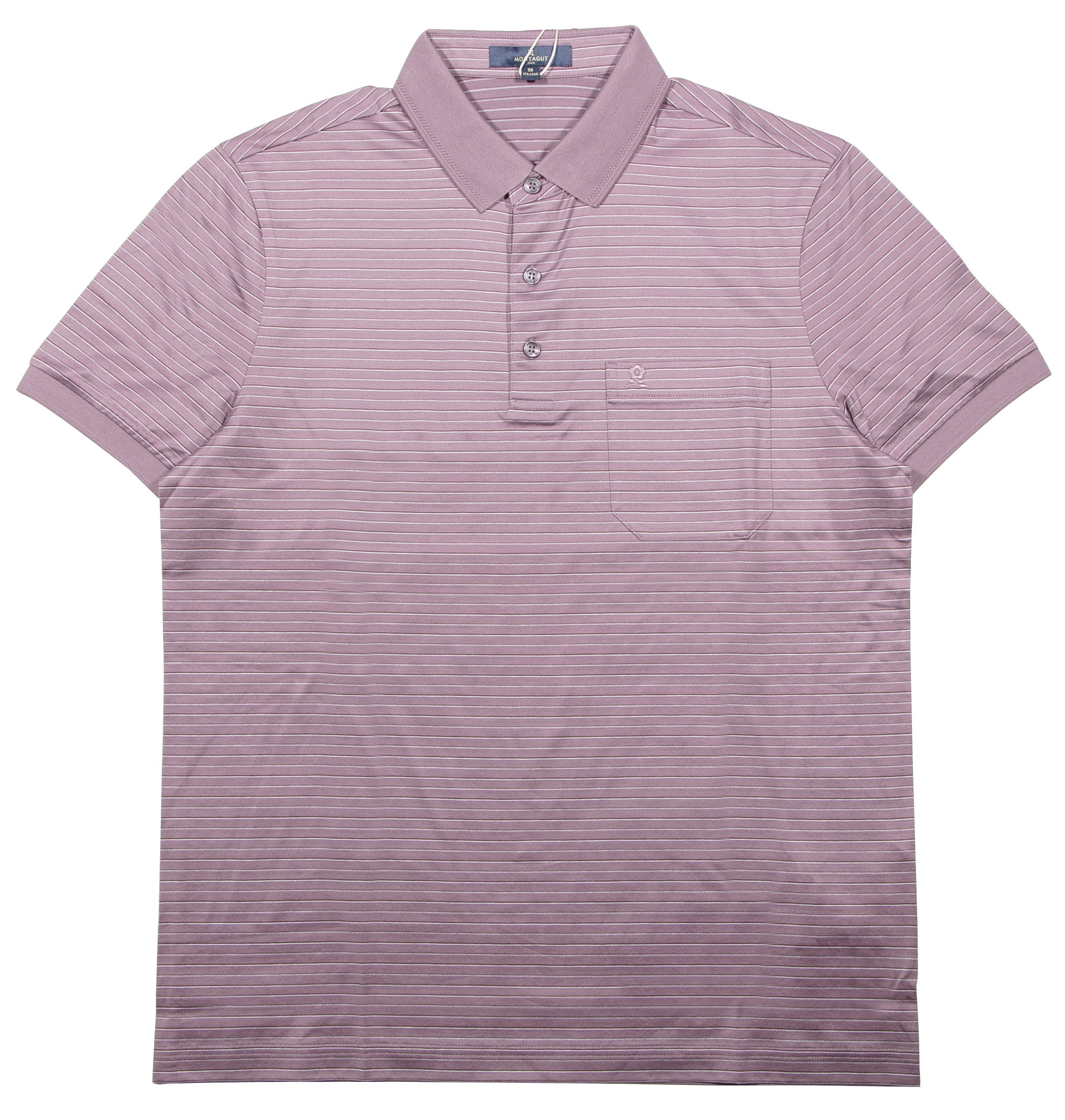 Montagut - 男士精梳短袖條紋翻領Polo