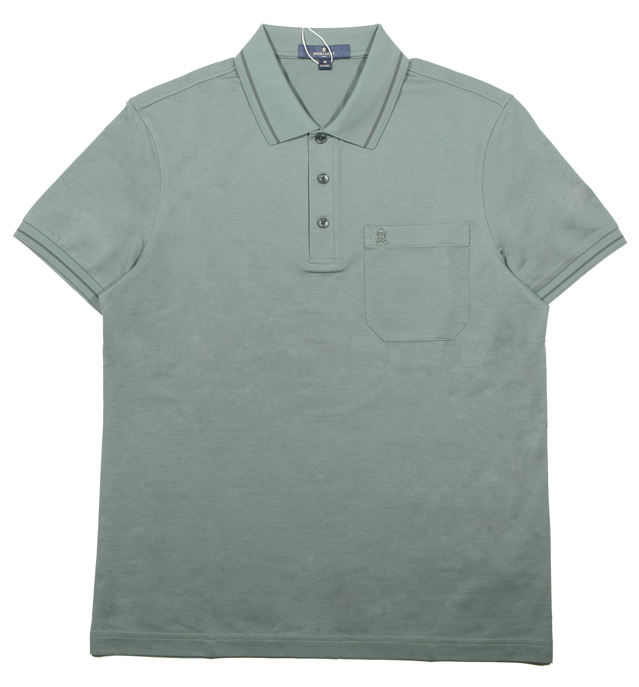 Montagut - 男士提花Logo口袋短袖翻領Polo