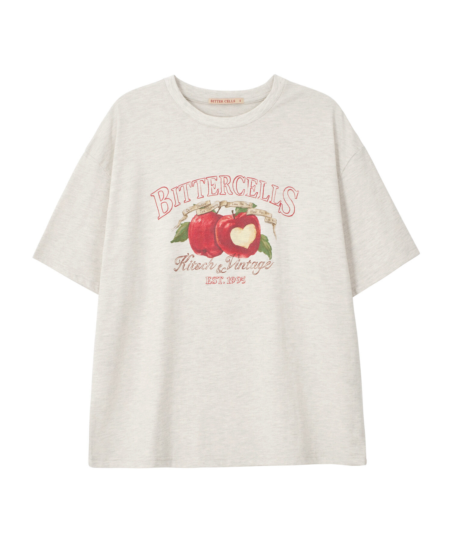 Red Apple Tee-Oatmeal