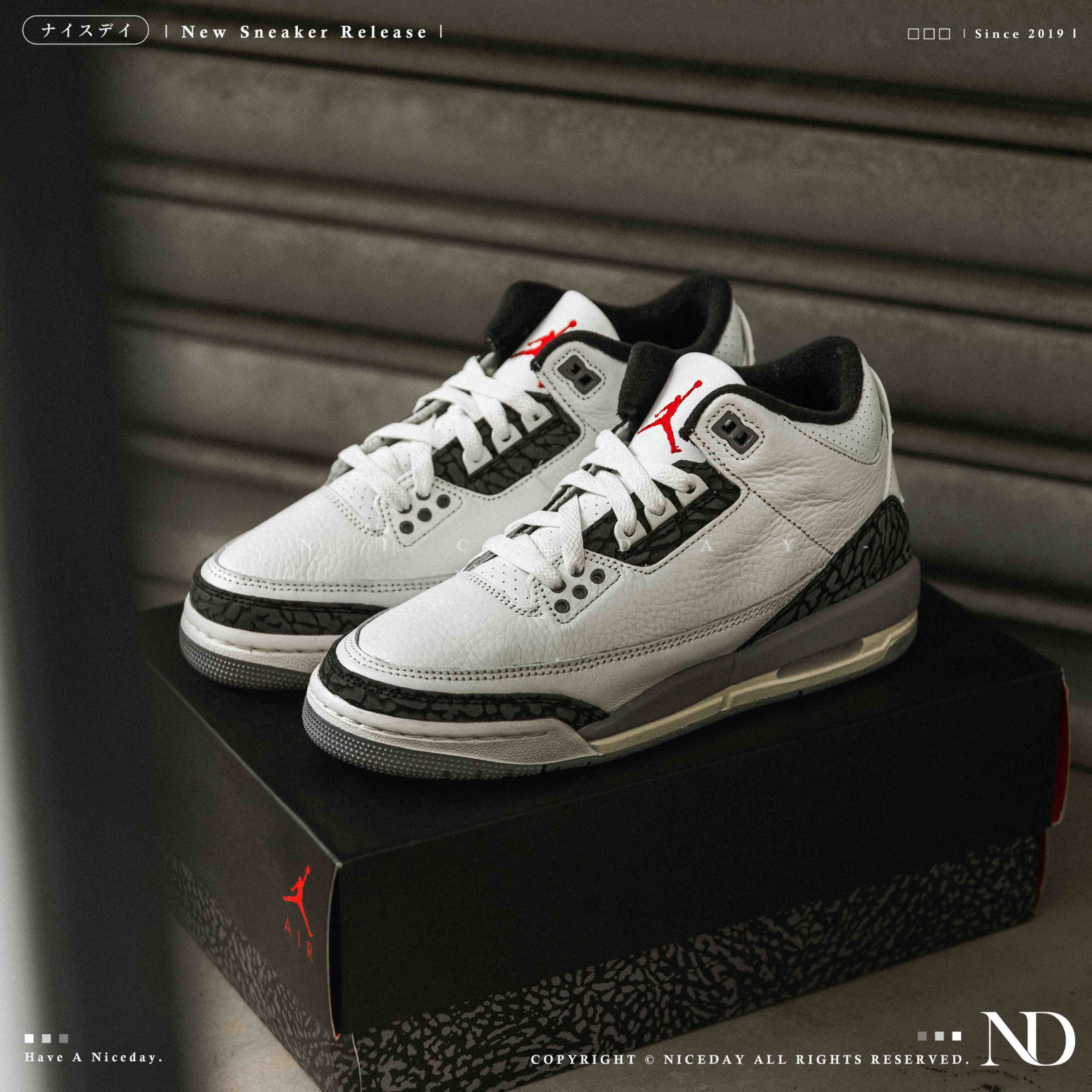 NICEDAY 現貨 Air Jordan 3 Retro Cement Grey GS 水泥灰 爆裂紋 大童 女鞋 DM0967-106