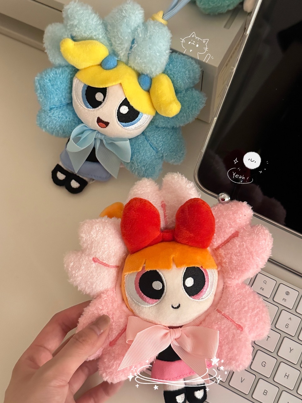 THE POWERPUFF GIRLS 飛天小女警 花朵系列 吊飾 鑰匙圈 泡泡 花花 毛毛 官方正版授權 / 預購