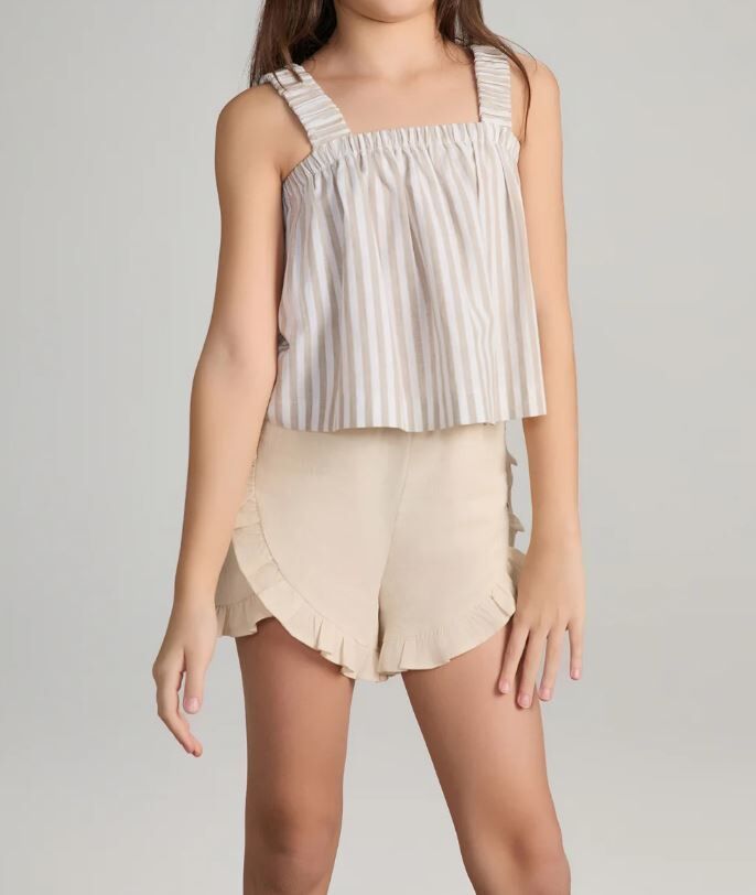 MINIMOM 棉麻荷葉短褲 Fiona Shorts-Cream
