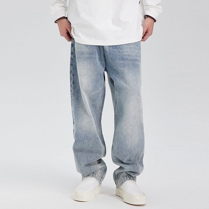 6M28 仿舊水洗風壓痕造型牛仔褲 一色