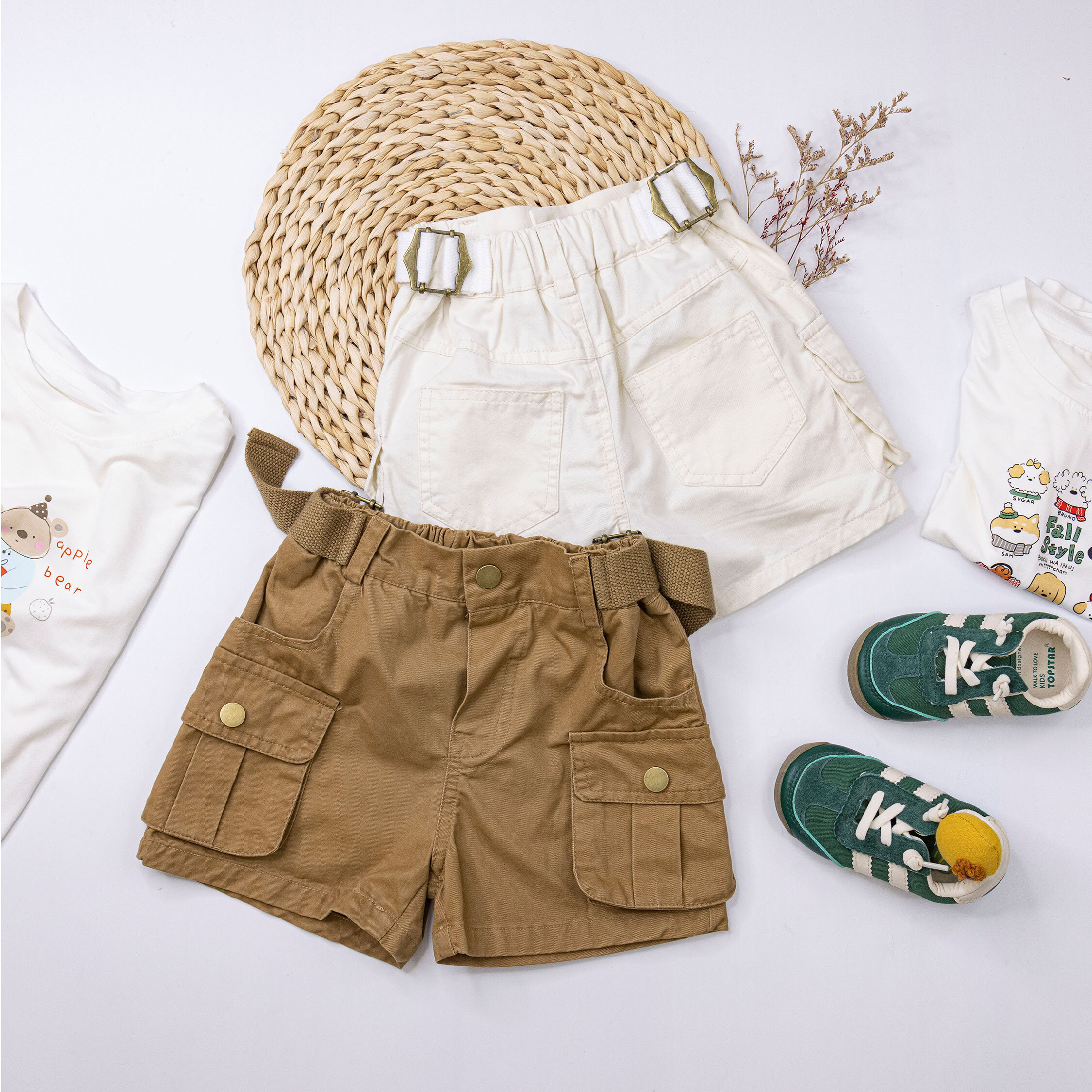 帥氣裝飾腰帶工裝短褲＊二色 (H50408)