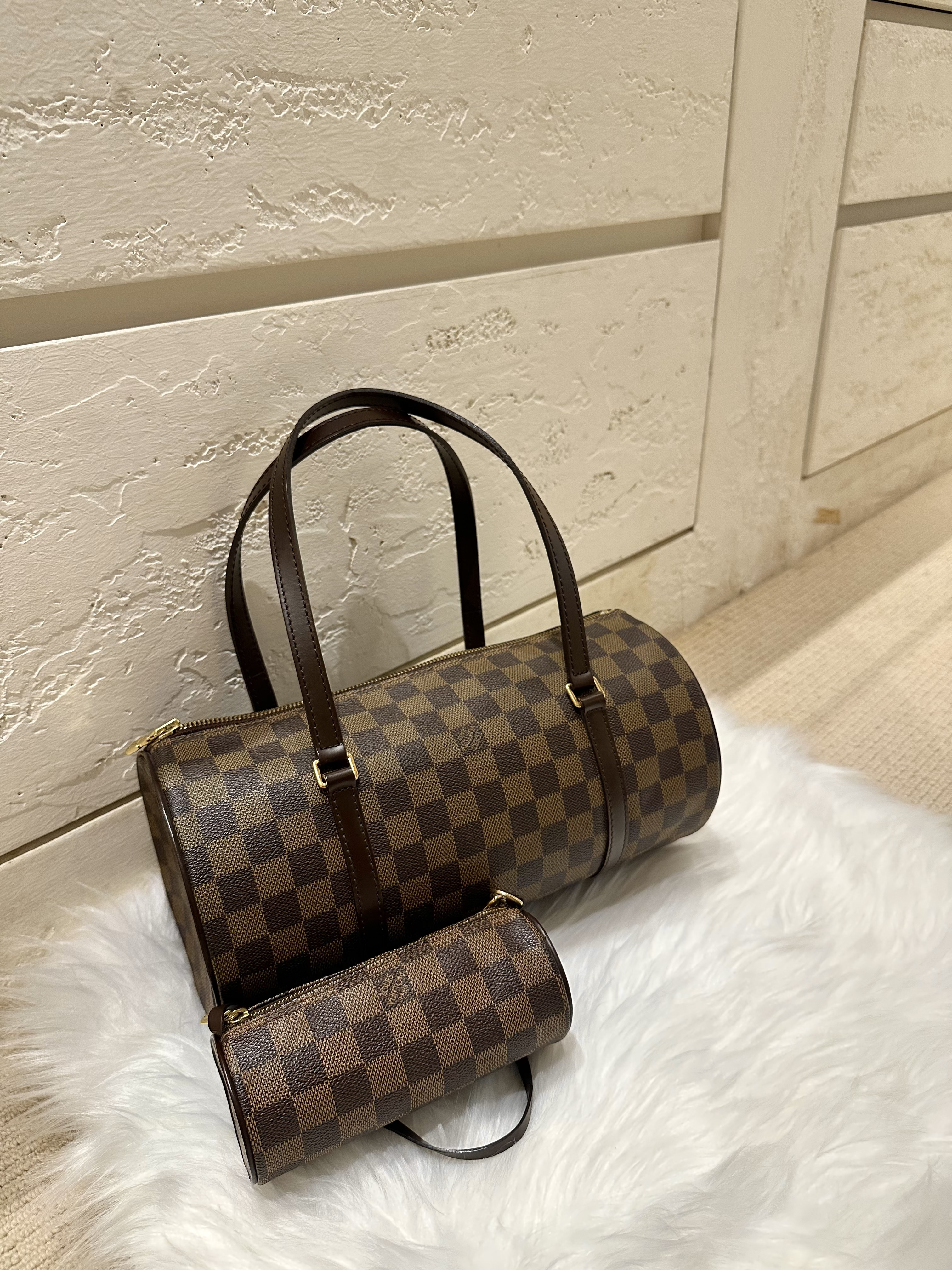 [二手] Louis Vuitton LV子母棋盤格袋 中號