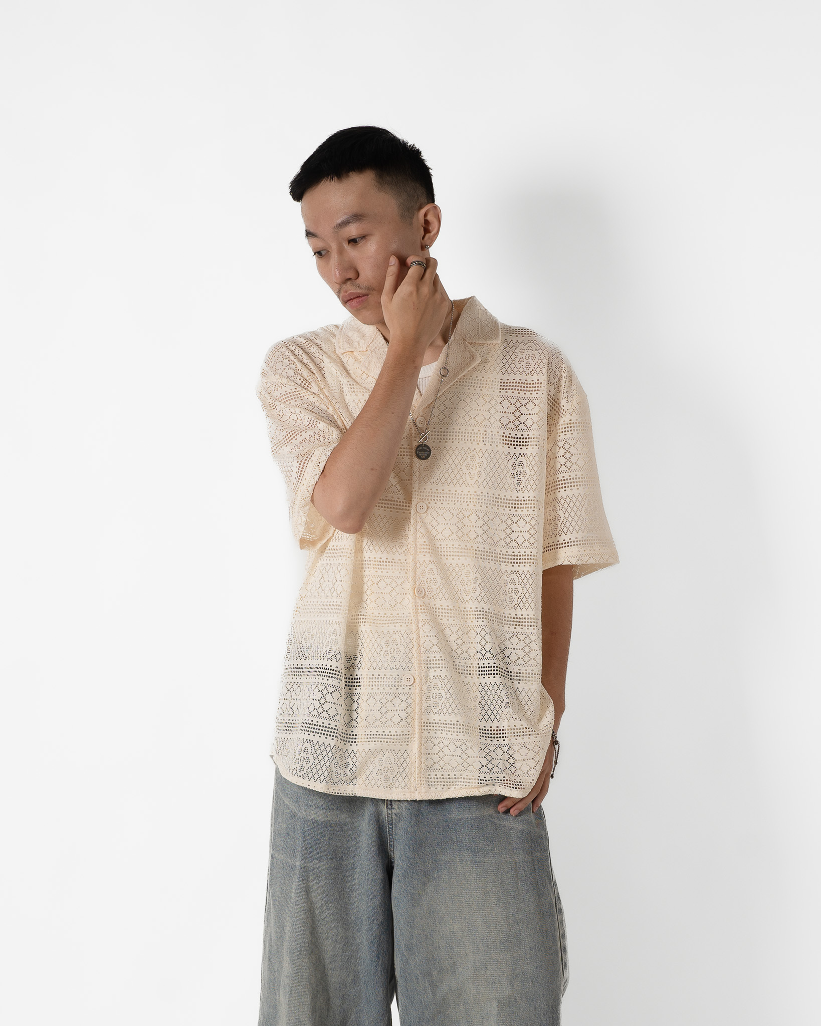 OurPick Cutout Cuban Collar Shirt 鏤空花紋古巴領襯衫 2色