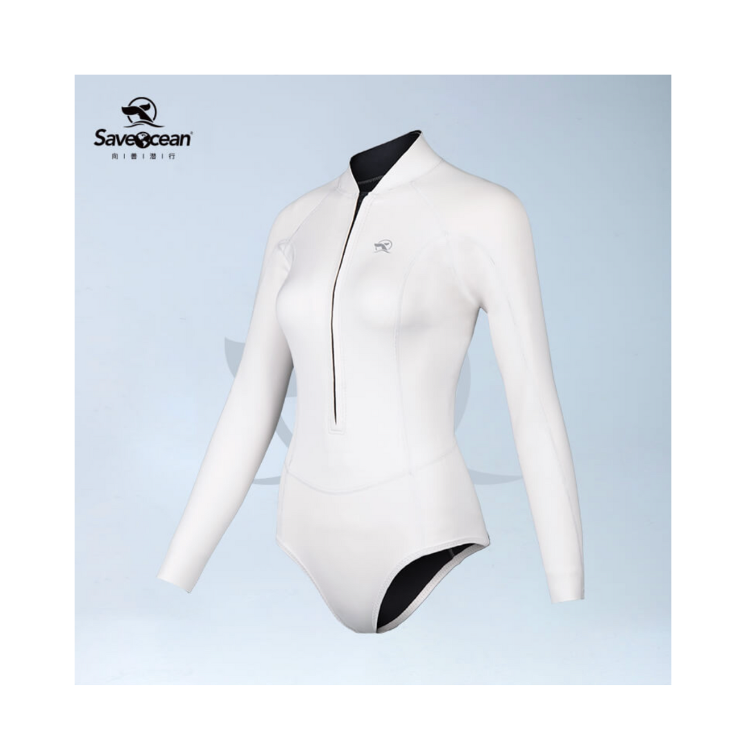 預購 Saveocean 月光皓月系列 2.0mm 超弹前拉链比基尼 夜光白