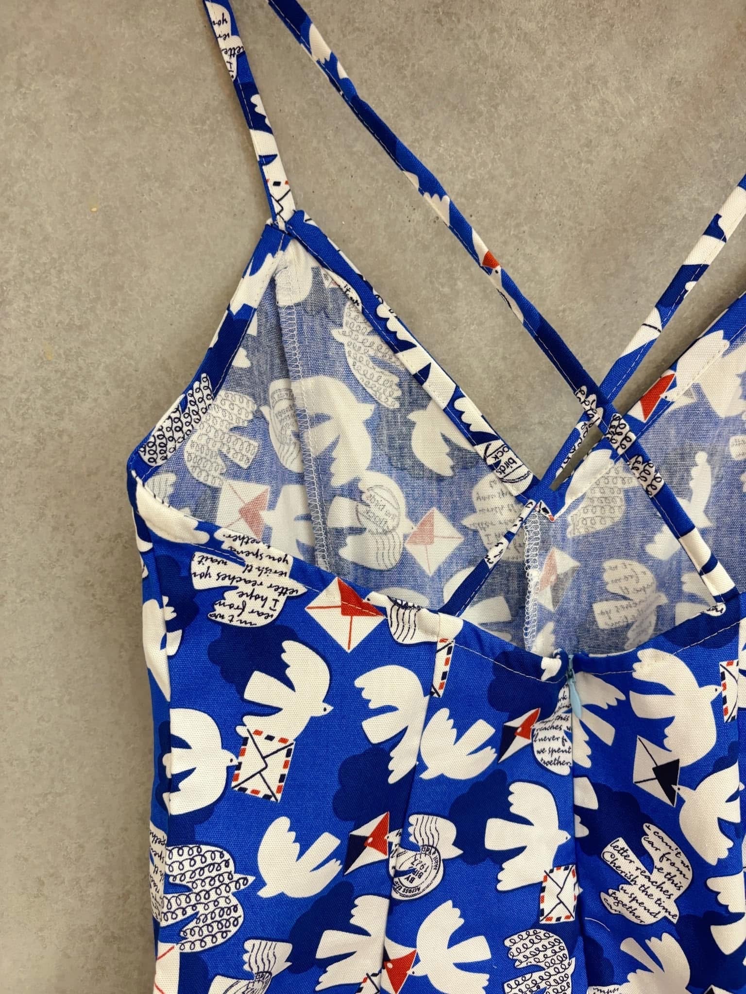 深藍飛鴿 媽咪後交叉合身短洋裝(M)