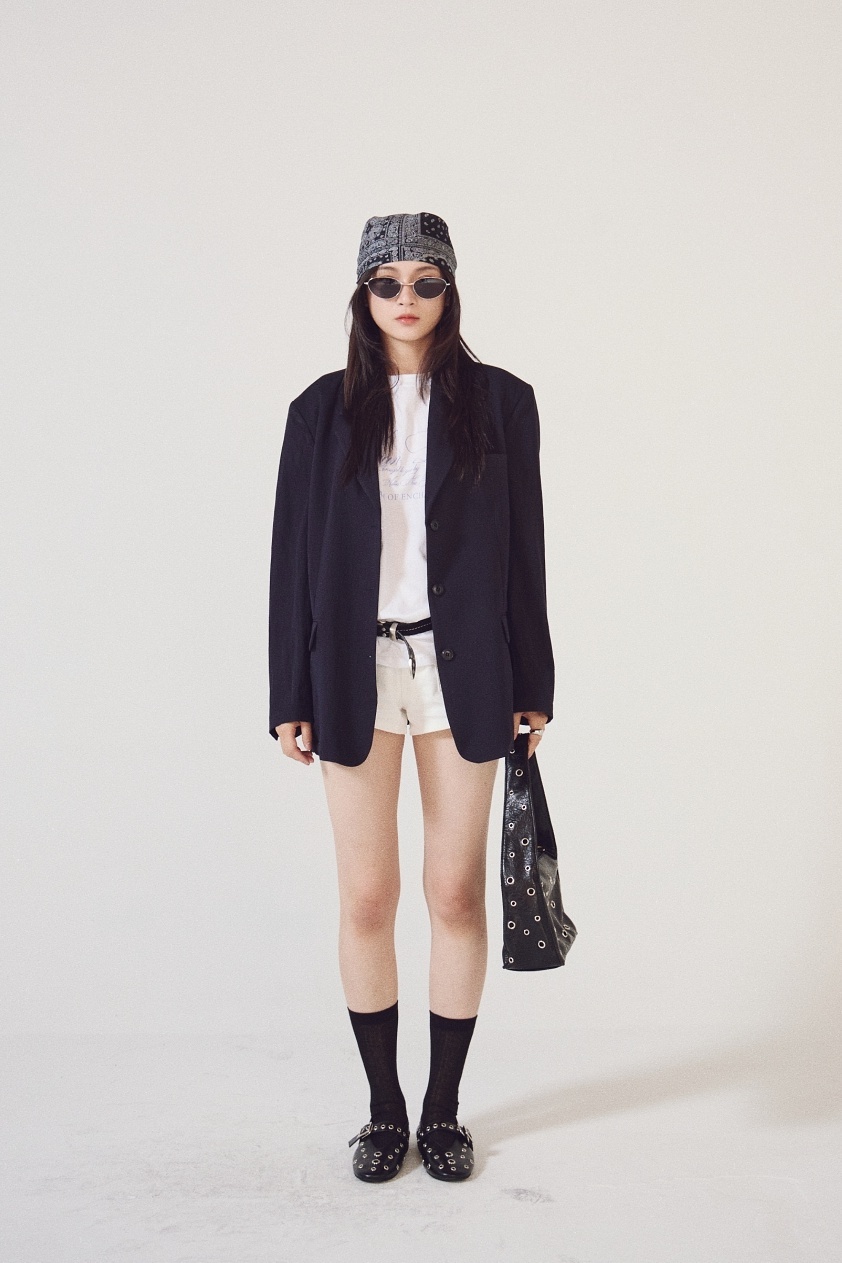 夏日混紡西裝外套-深藍