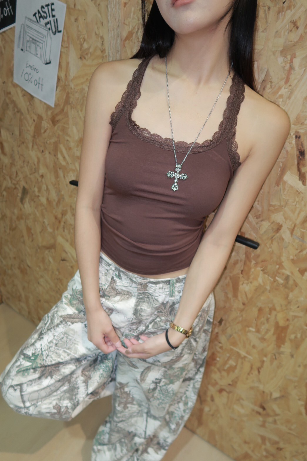 蕾絲 性感吊帶 緊身 工字 女生短版 #背心