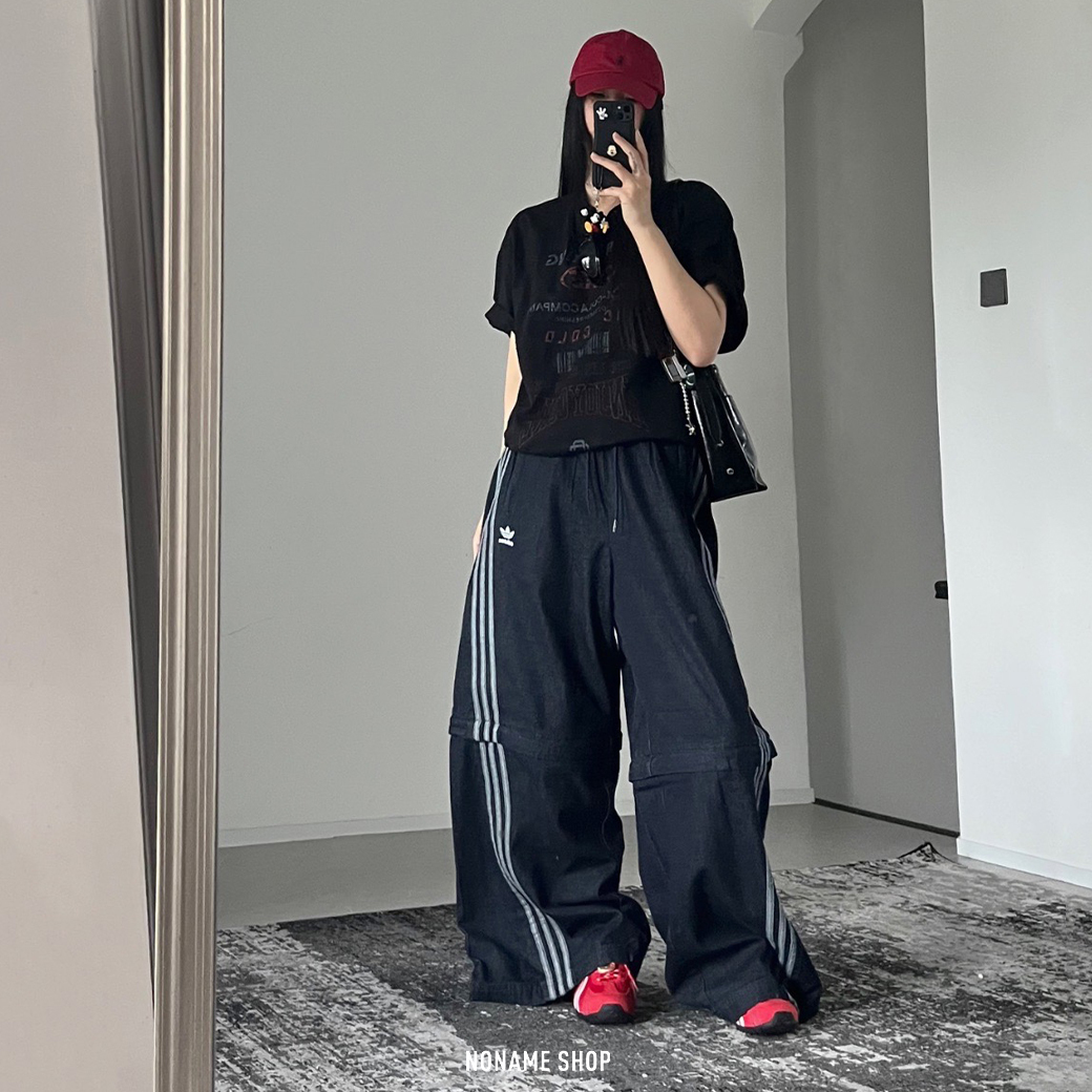 ADIDAS ORIGINALS ADILENIUM 丹寧 寬版 可拆式 兩穿 寬鬆 闊腿 復古 三線 長褲  牛仔褲 兩色 (男/女款)