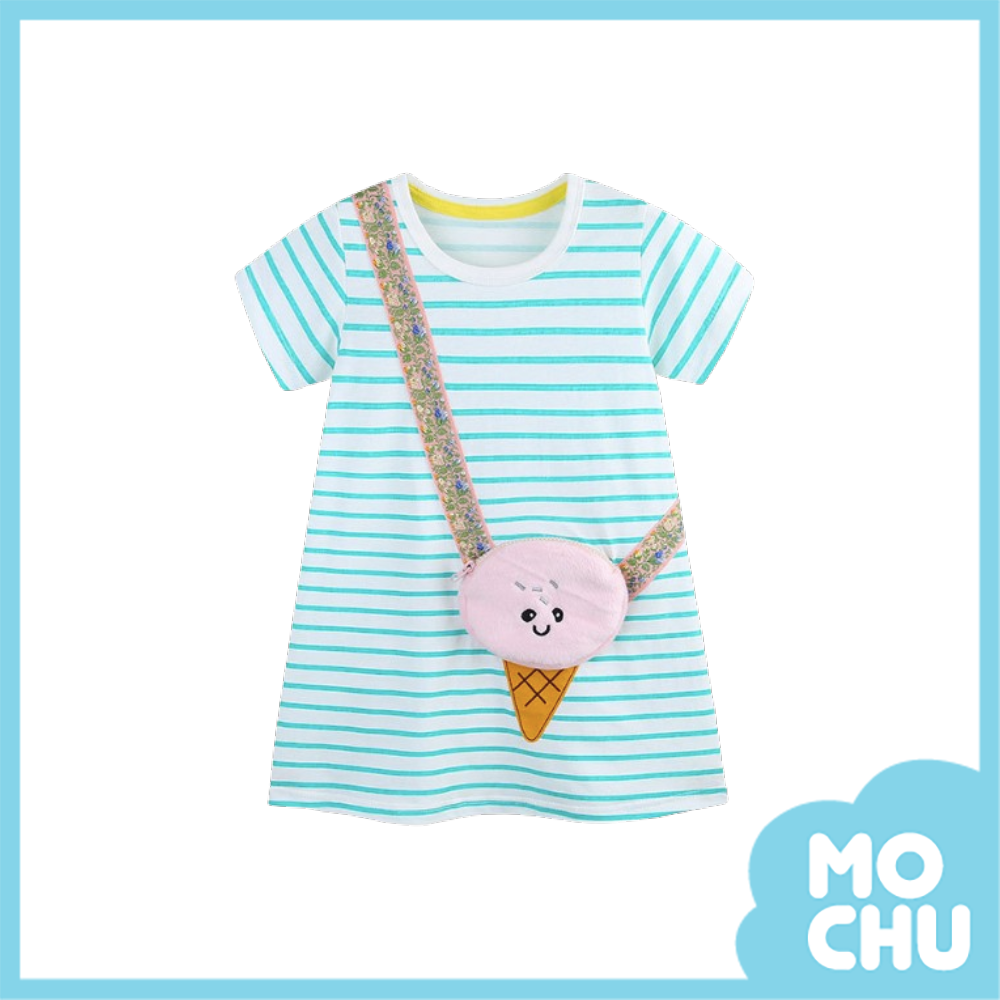 假背帶冰淇淋短袖連身裙