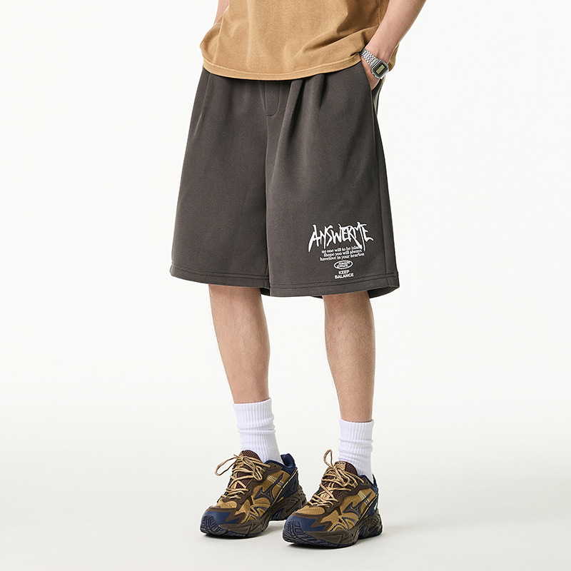 6M22 日常休閒感印花五分棉褲 兩色