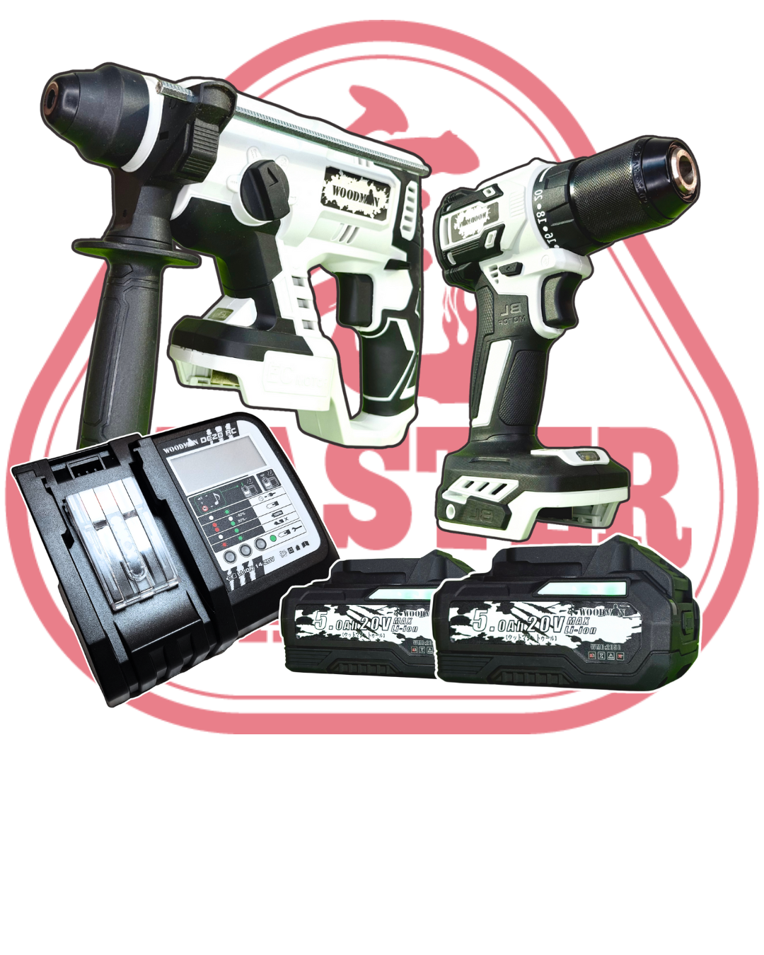 一木 WM - 80 SP X WOODMAN 油壓鑽+電批套裝  20V BL無刷鋰電油壓鑽 + BL無刷電批  + 5.0Ah電池*2+ 6.5A 閃充