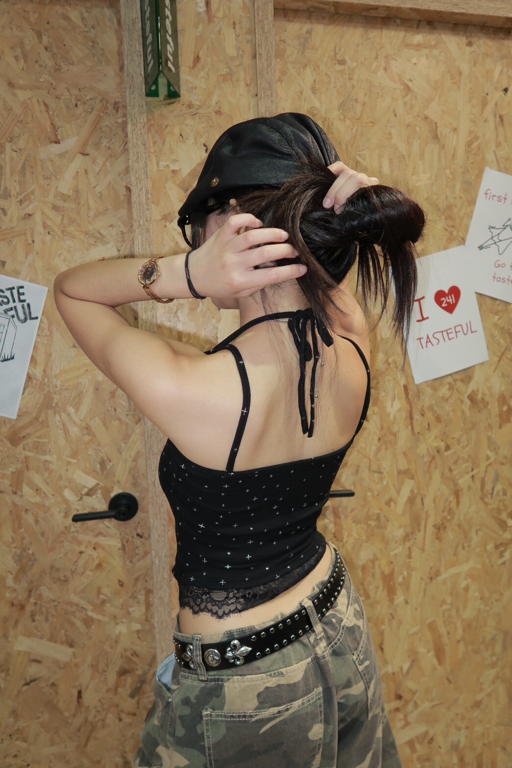 美背 純欲風 波點 花邊 細肩帶 女生短版 打底 #背心