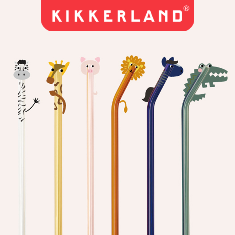 Kikkerland 玻璃吸管+棉質吸管刷 6色組
