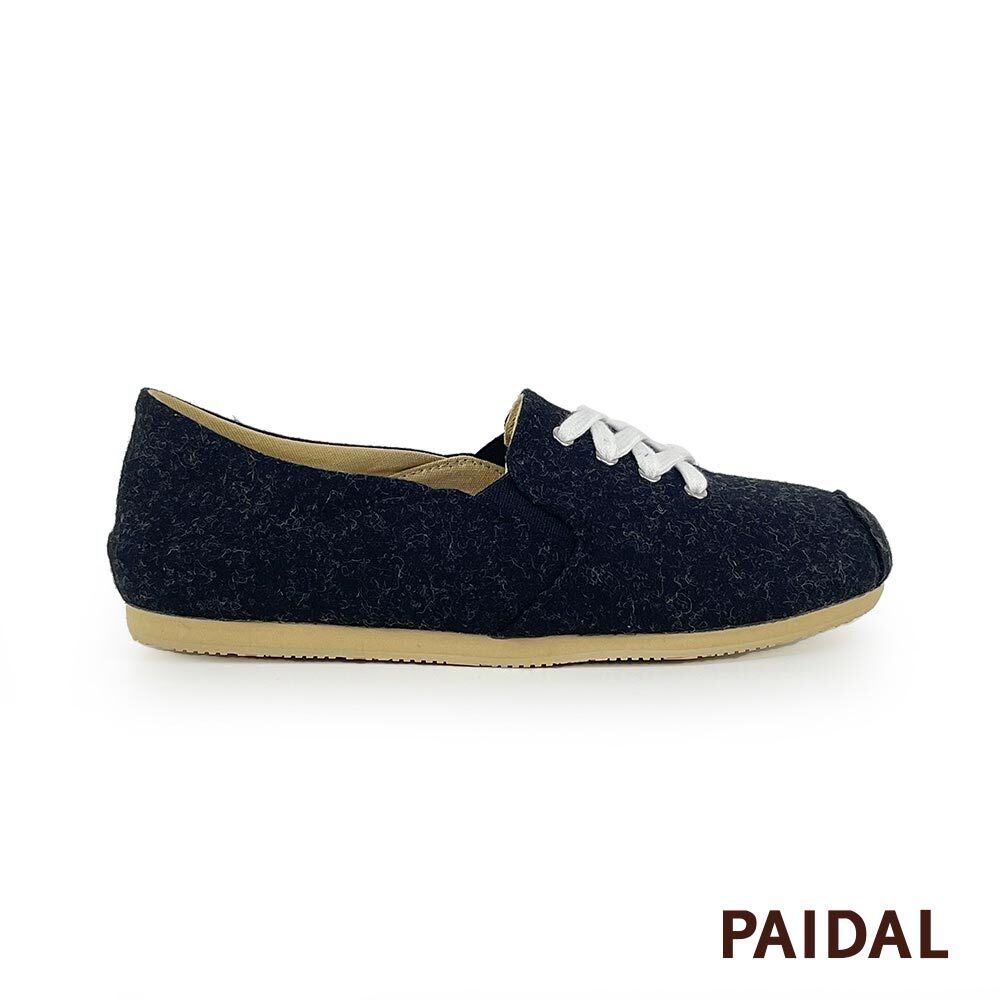 Paidal 毛尼假綁帶踩腳鞋2WAY懶人鞋不彎腰鞋休閒鞋-黑