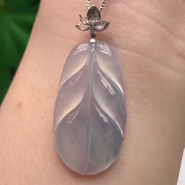 翡翠冰種飄花葉子,天然翡翠A玉, 緬甸玉, Jade, Jadeite