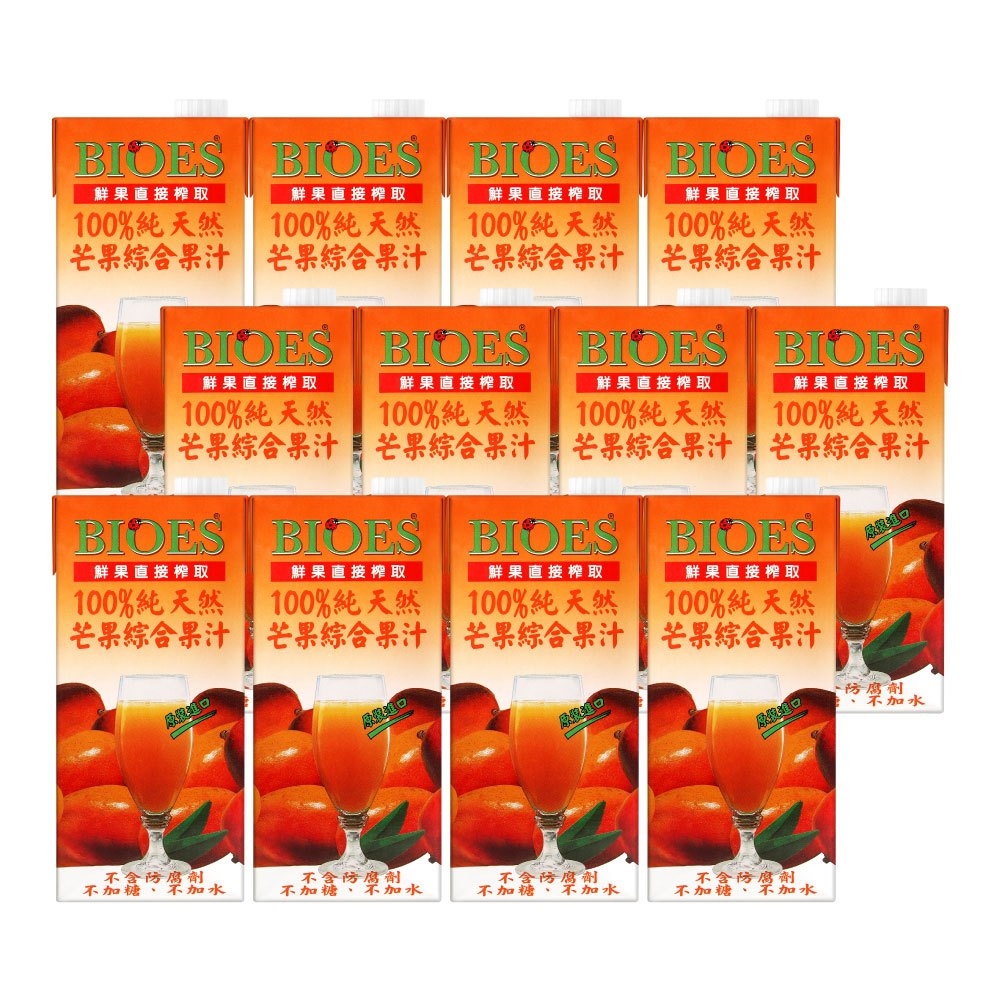 (箱購) 【囍瑞 BIOES】純天然100%芒果汁原汁_1000mlx12瓶/箱