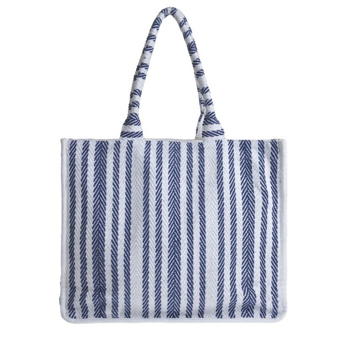 1BE0527-102 希臘度假風手袋 Fabric Bag in Blue/White Color with Print Ice-Cream #5-42-710-0019 (B-EU-E)