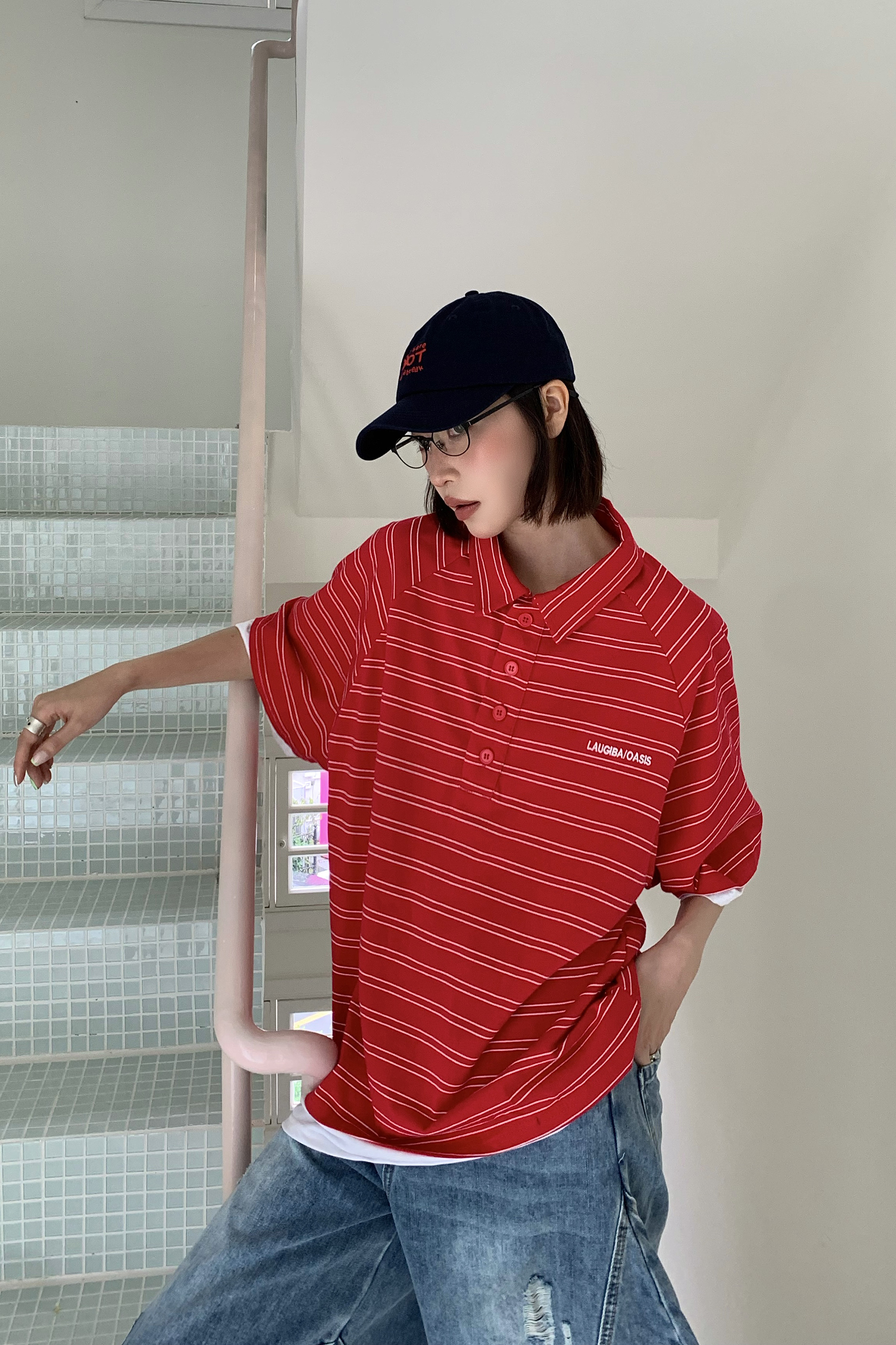 復古條紋機能假兩件POLO衫 4色