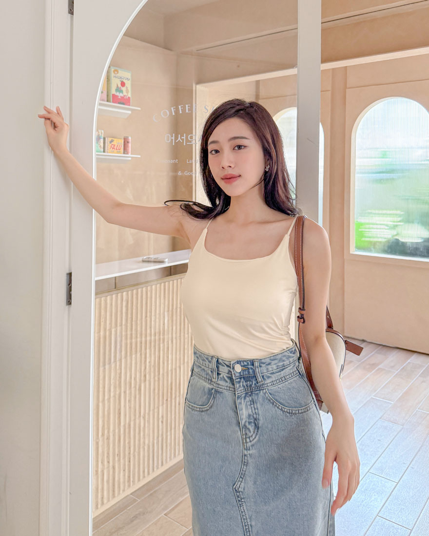 LINA LINA日常提案純色側抓皺造型BRA TOP-奶油杏