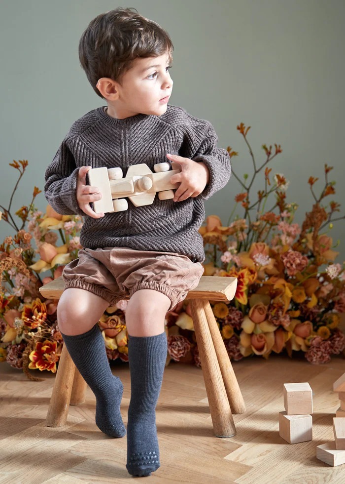 竹纖維防滑襪 - Dark Grey Melange