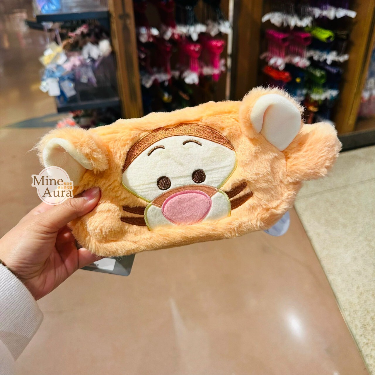 跳跳虎 Tigger 大臉 立體耳朵 造型 絨毛 筆袋 收納包 化妝包 小熊維尼 Winnie the Pooh -上海迪士尼樂園