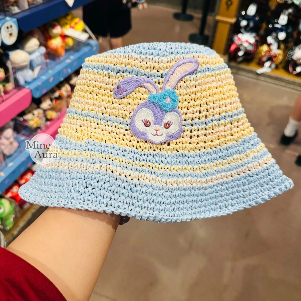 史黛拉露 星黛露 StellaLou 大頭刺繡 拚色 編織 草帽 遮陽帽 帽子 -上海迪士尼樂園