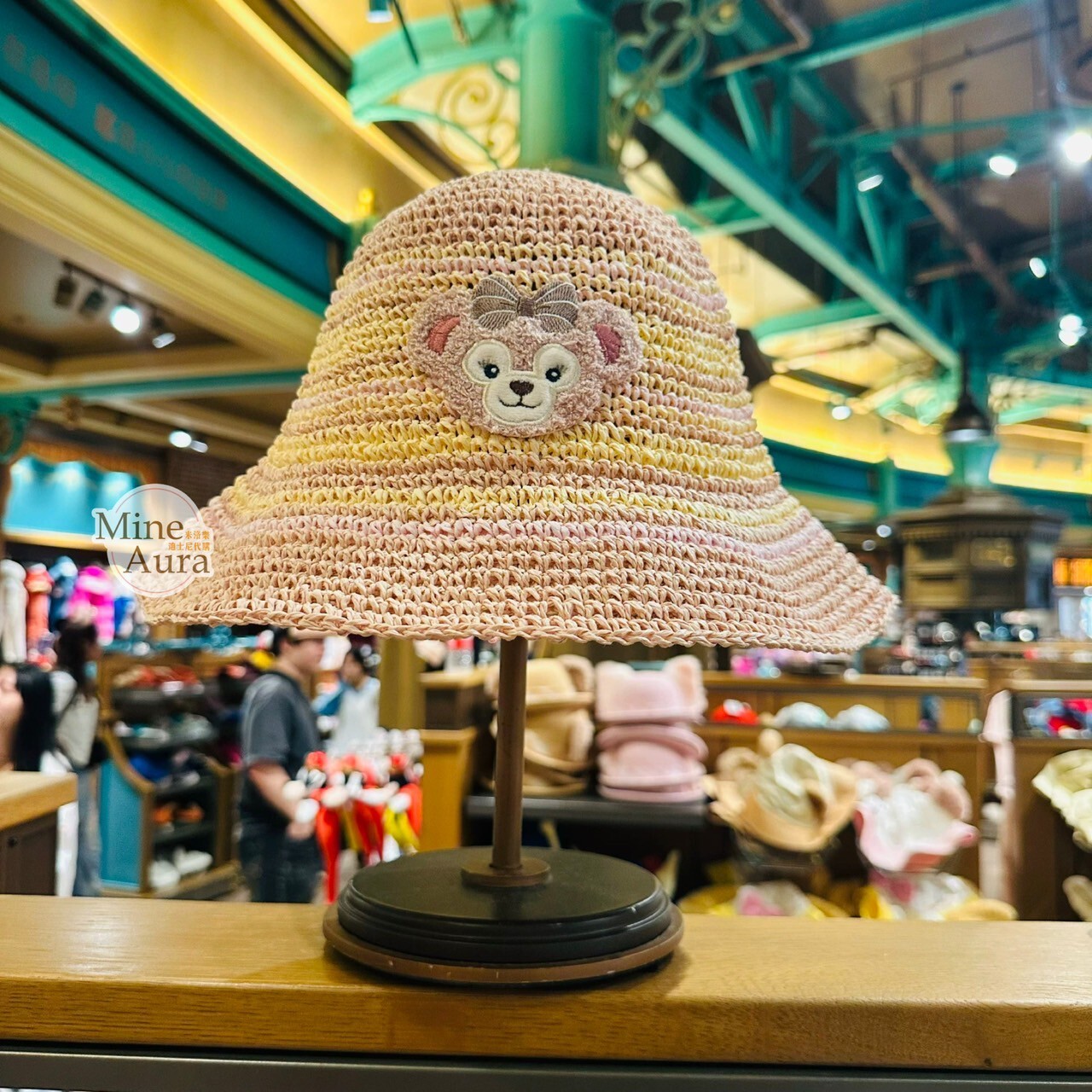 雪莉玫 ShellieMay 大頭刺繡 拚色 編織 草帽 遮陽帽 帽子 -上海迪士尼樂園