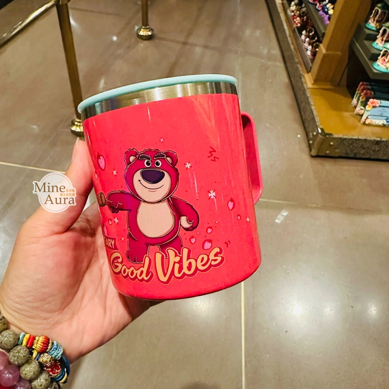 熊抱哥 Lotso 圖案 附蓋 不鏽鋼 水杯 玩具總動員 Toy Story -上海迪士尼樂園