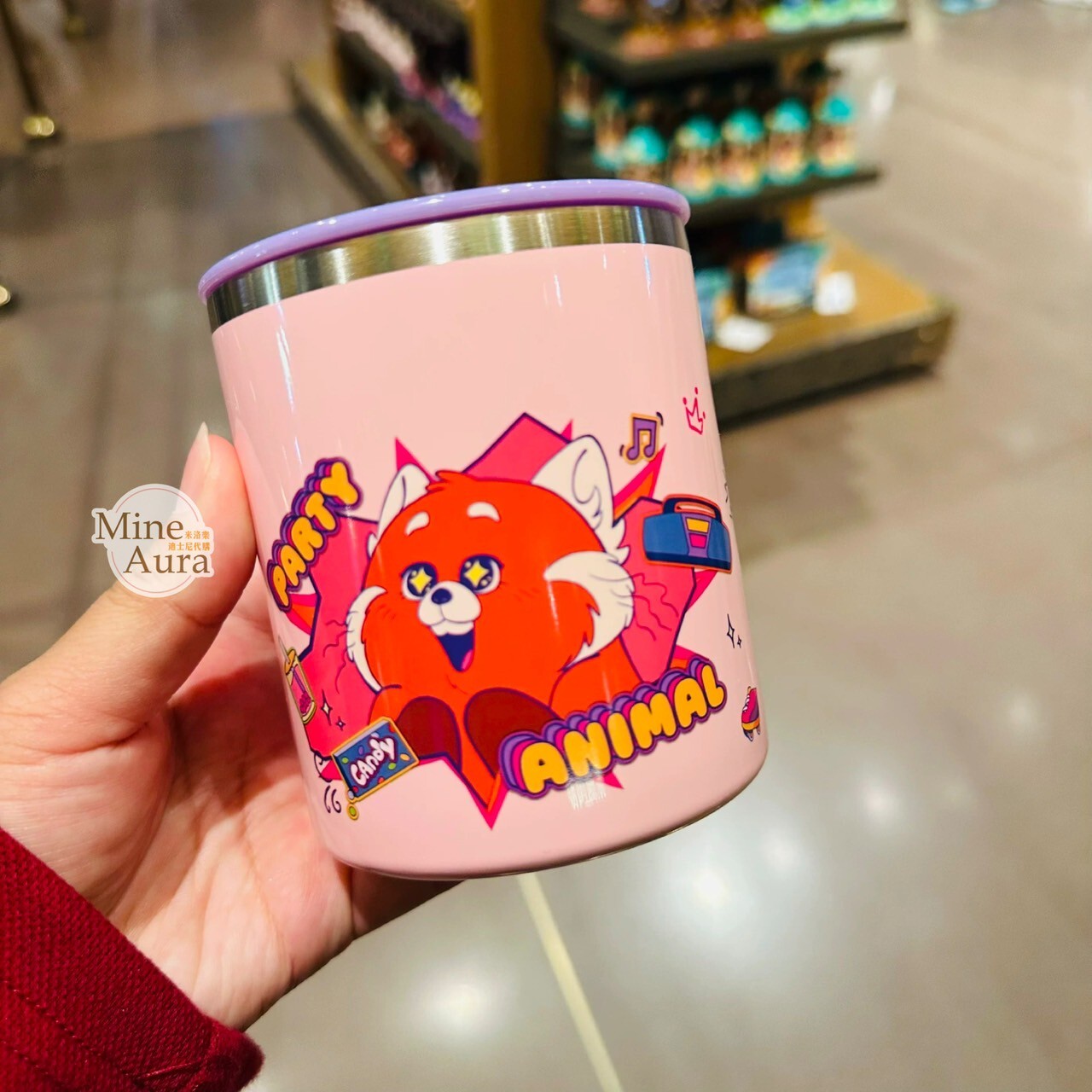 紅熊貓 美美 Meilin 圖案 附蓋 不鏽鋼 水杯 青春養成記 Turning Red -上海迪士尼樂園
