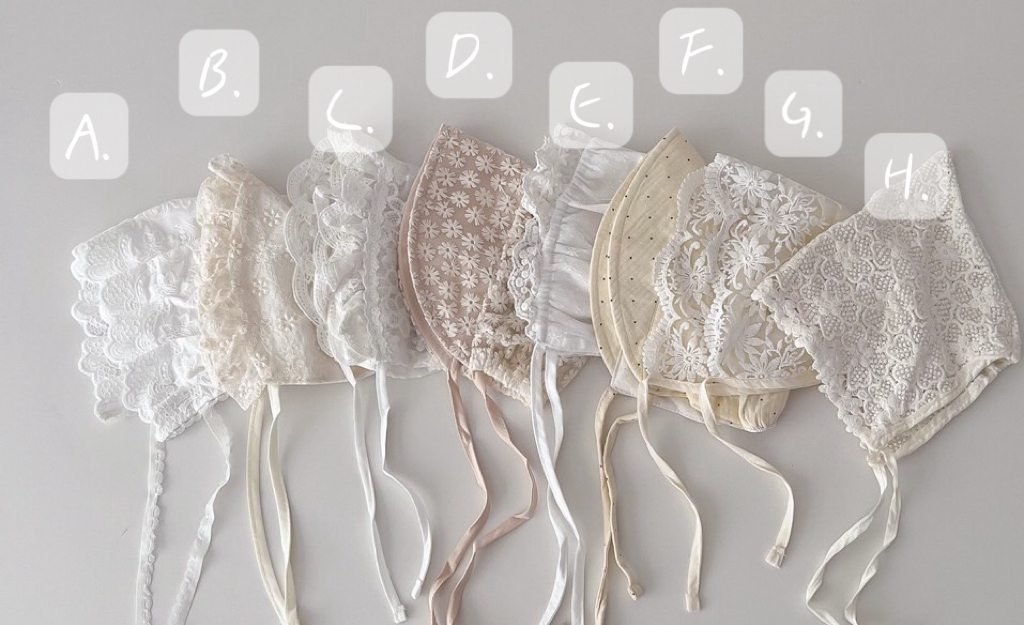 緹花蕾絲綁帶帽子