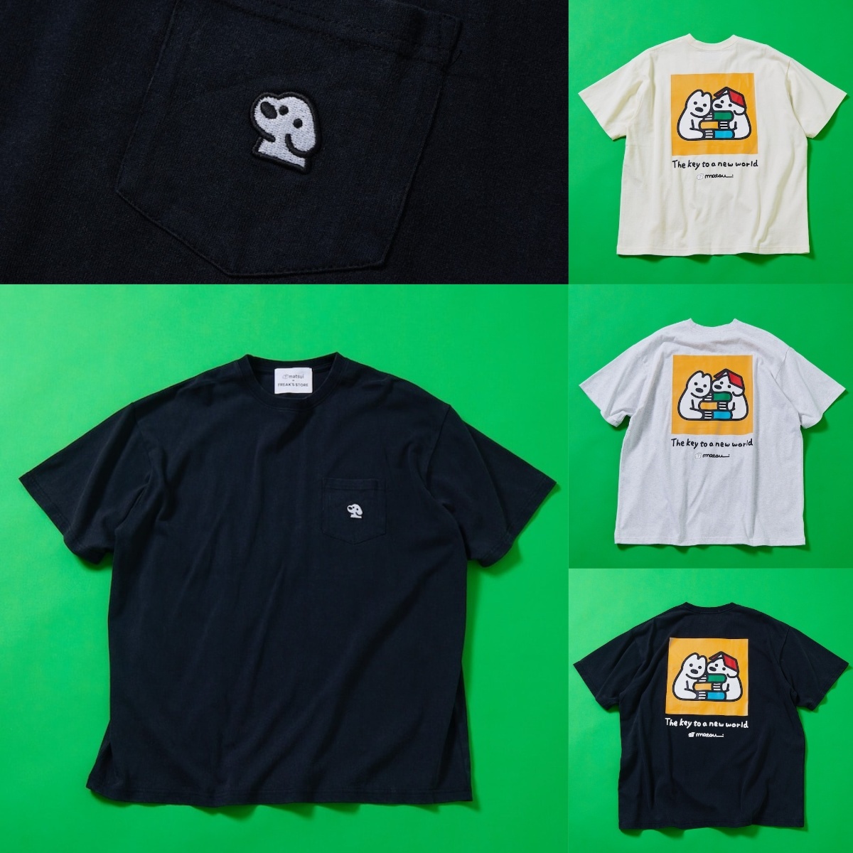 預購┃聯名 Matsui × FREAK'S STORE 松井 書籍與狗狗 口袋 短T 短袖