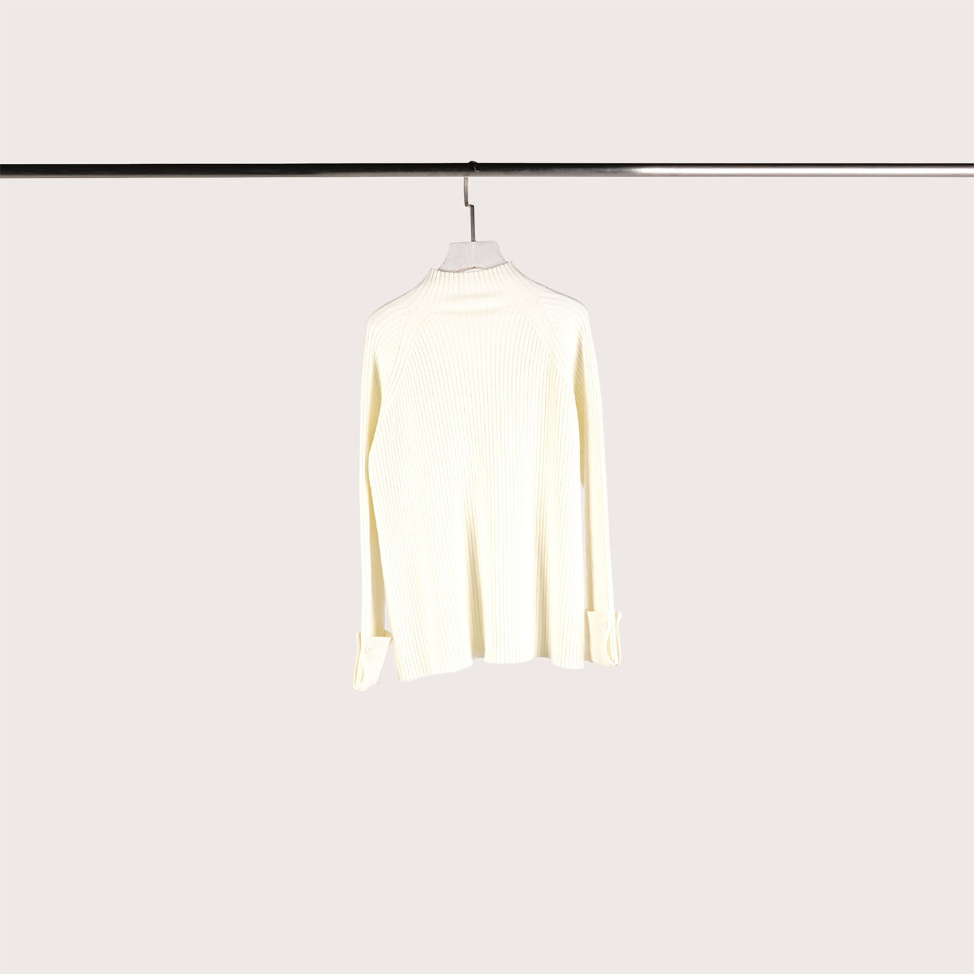 質感開衩鈕釦立領上衣 | 奶油白